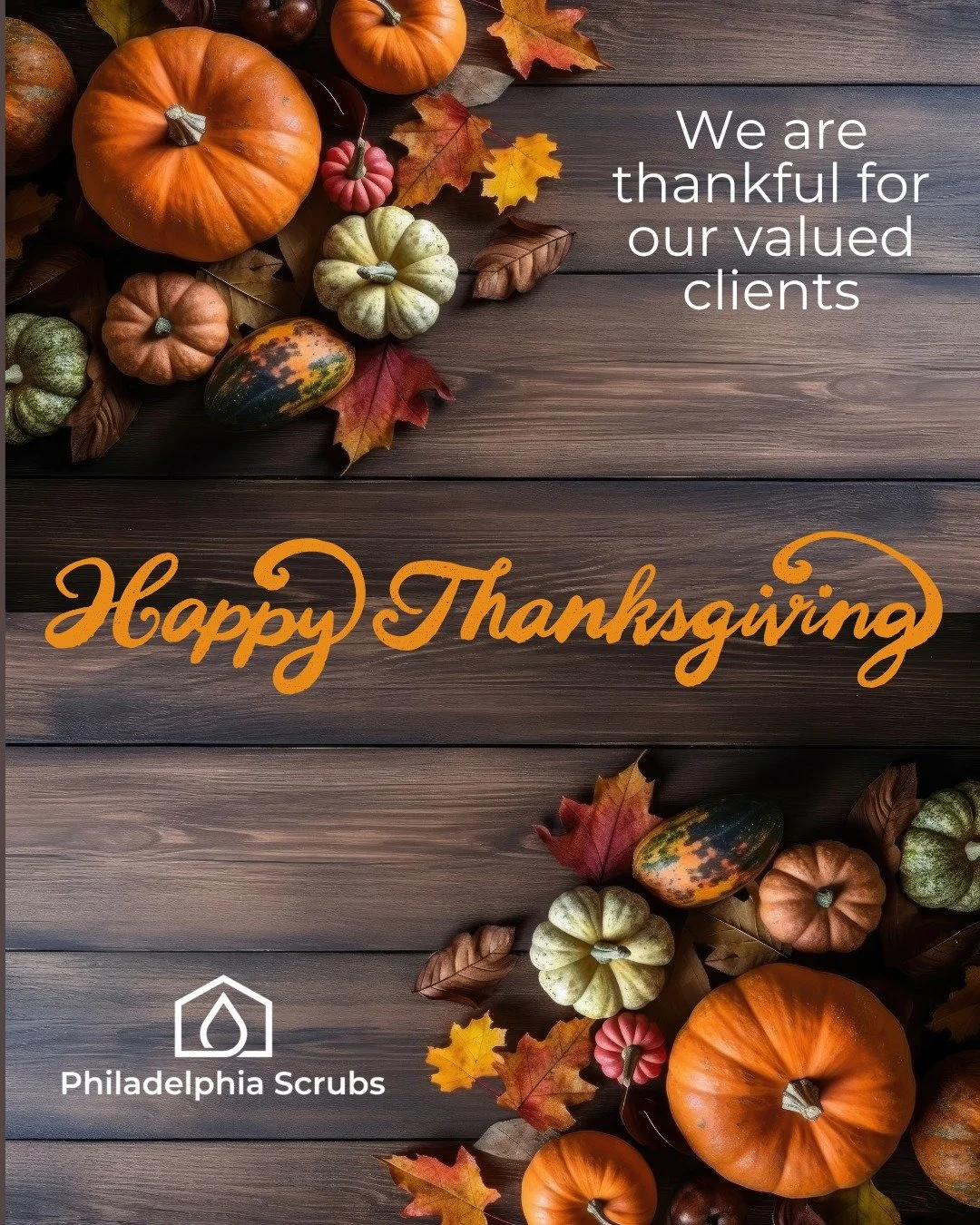 Happy Thanksgiving from Philadelphia Scrubs!

#HappyThanksgiving #Thanksgiving2024 #thankfulforourclients #thankfulforPhiladelphia #Philadelphiasmallbusiness #grateful #valuedclients #scrubsup #cleaningservices #housecleaningphiladelphia #recurringcl