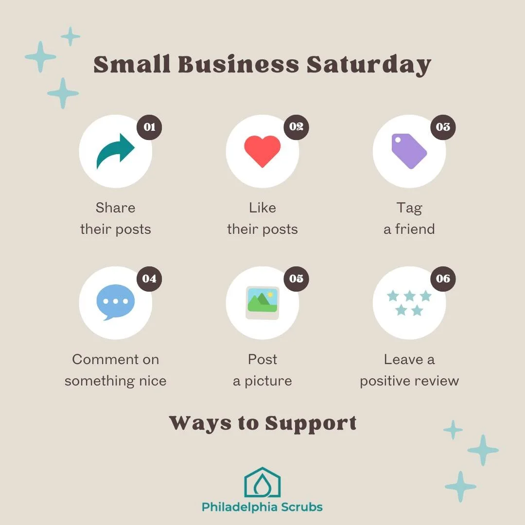 We are a small business, supporting other small businesses on #smallbusinesssaturday2024! 
#thankfulforphiladelphia #smallbusiness #smallbusinessbigdreams #smallbusinessphiladelphia #philadelphiaproud #Phillypride #scrubsup #cleaningservices #housecl