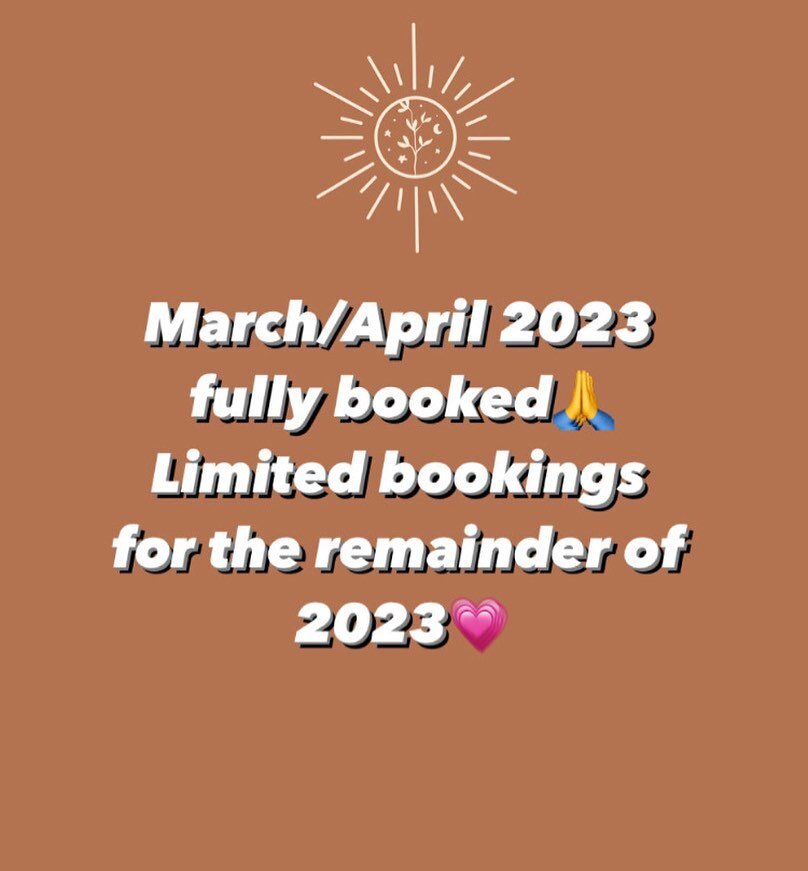 I&rsquo;m officially calling it! March and April 2023 are fully booked and I will be limiting my bookings over May/June/July/August. I will be on maternity leave between December - March 🥰💗💗