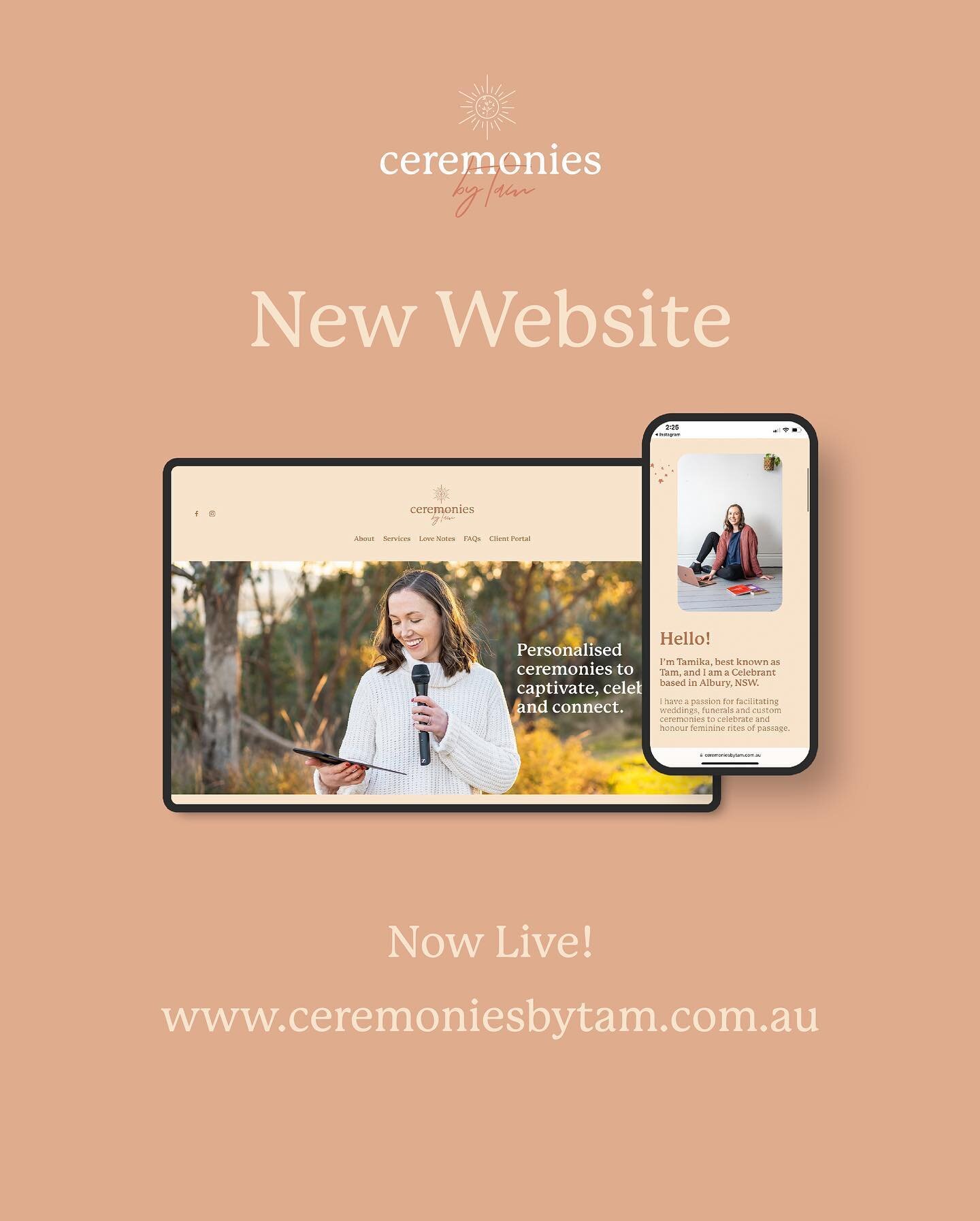 My new website Is officially LIVE 🎉🎉🎉🎉🎉
.
You may also notice a name change! My biz is now called &lsquo;Ceremonies by Tam&rsquo;, which reflects my new offerings of Funerals and Mothers Blessings, as well as any future offerings as my business 