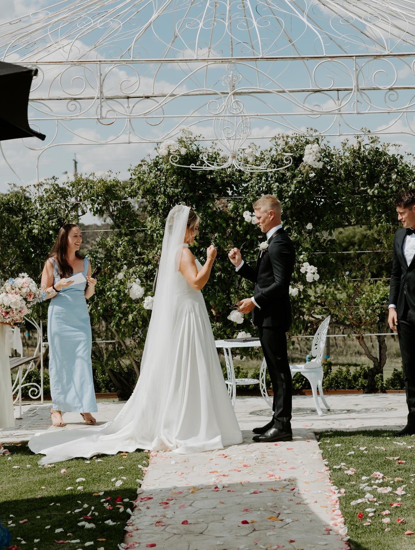 Lainey &amp; Beau, moments away from their vows&hellip; but first &mdash; the ultimate decider: scissors, paper, rock 😆