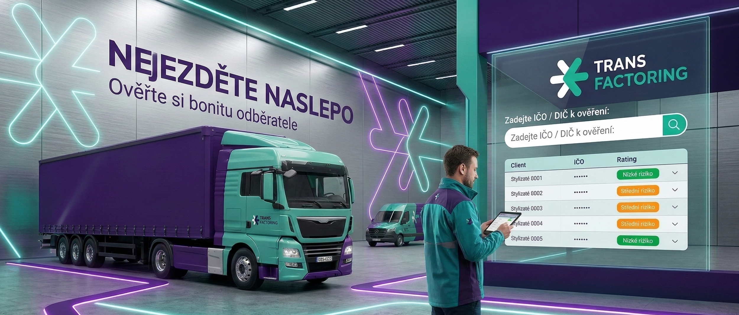 Nejezděte naslepo. S klientskou zónou TRANS FACTORING si snadno ověříte bonitu svých odběratelů