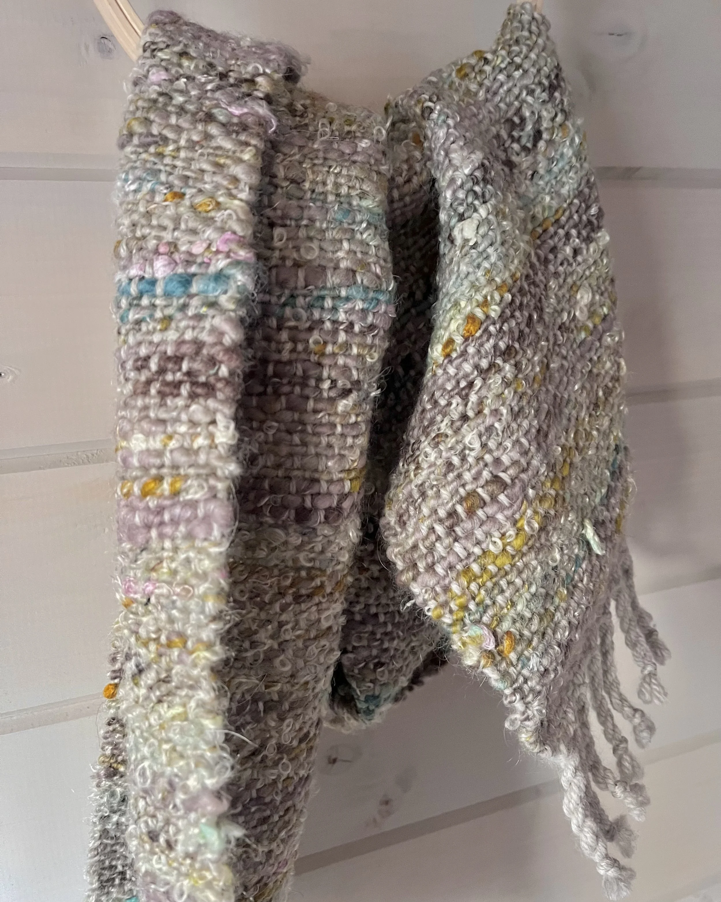 Hand Woven Scarf using Hand Spun Wool Art Yarn.