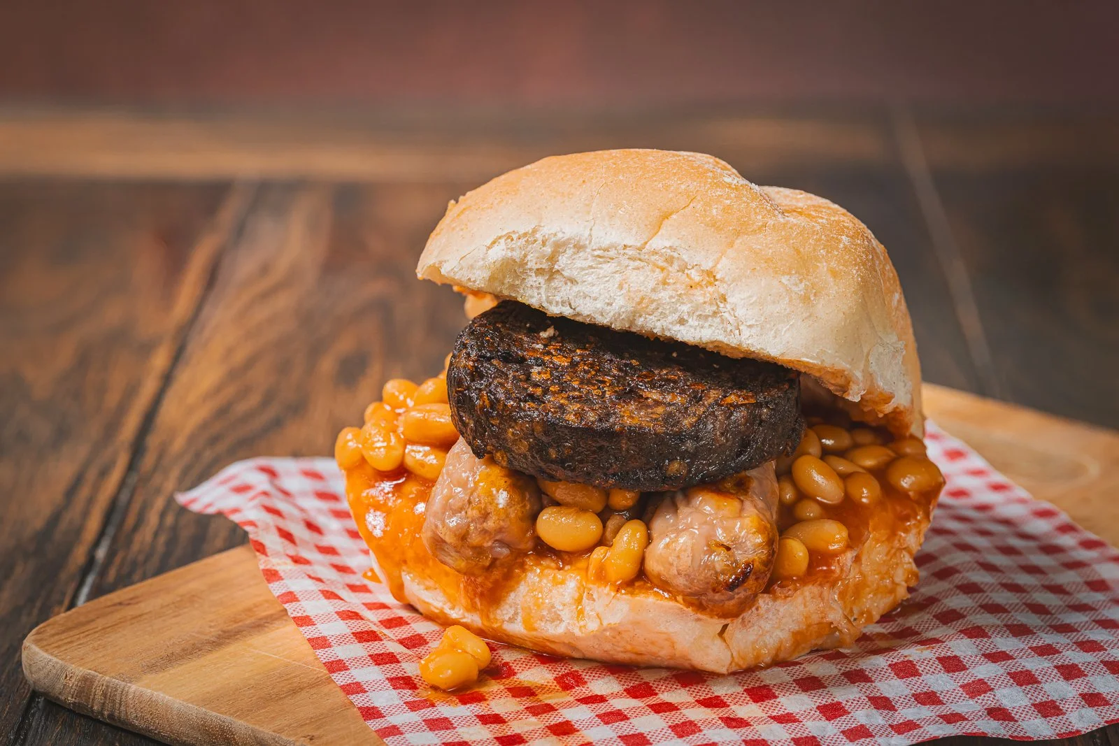 Simon Howie breakfast roll, with baked beans, landscape, WEB.jpg