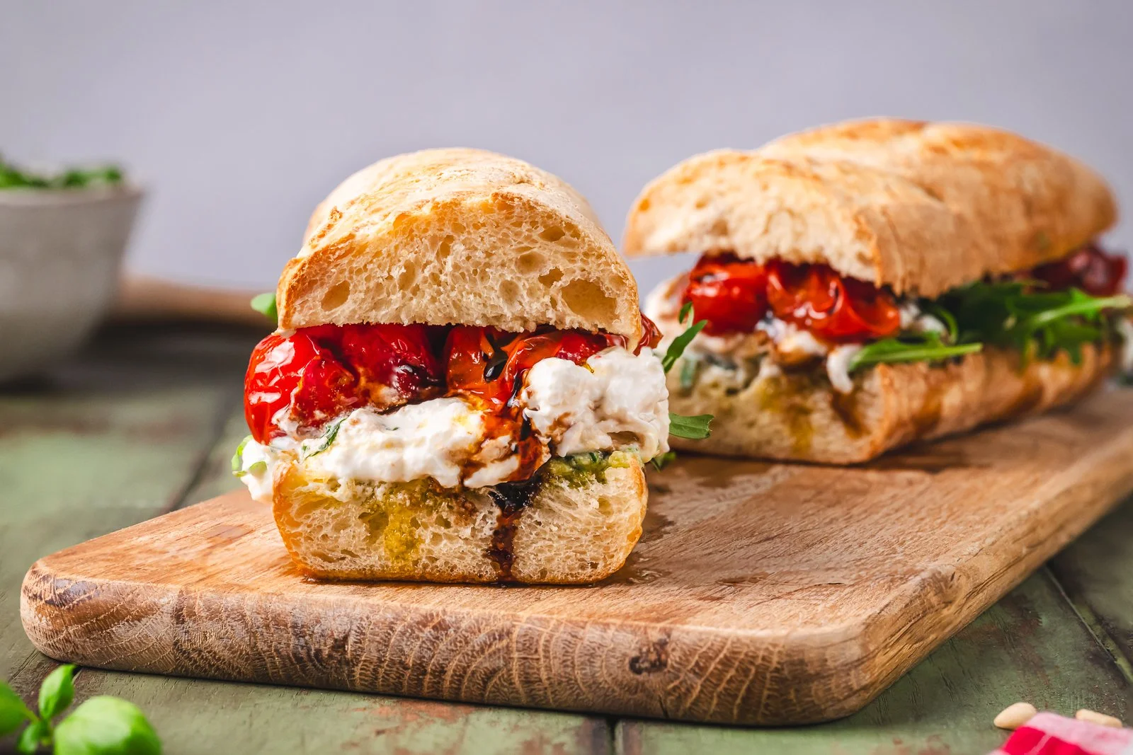 Stone oven baguette caprese sandwich, close up, landscape, WEB.jpg
