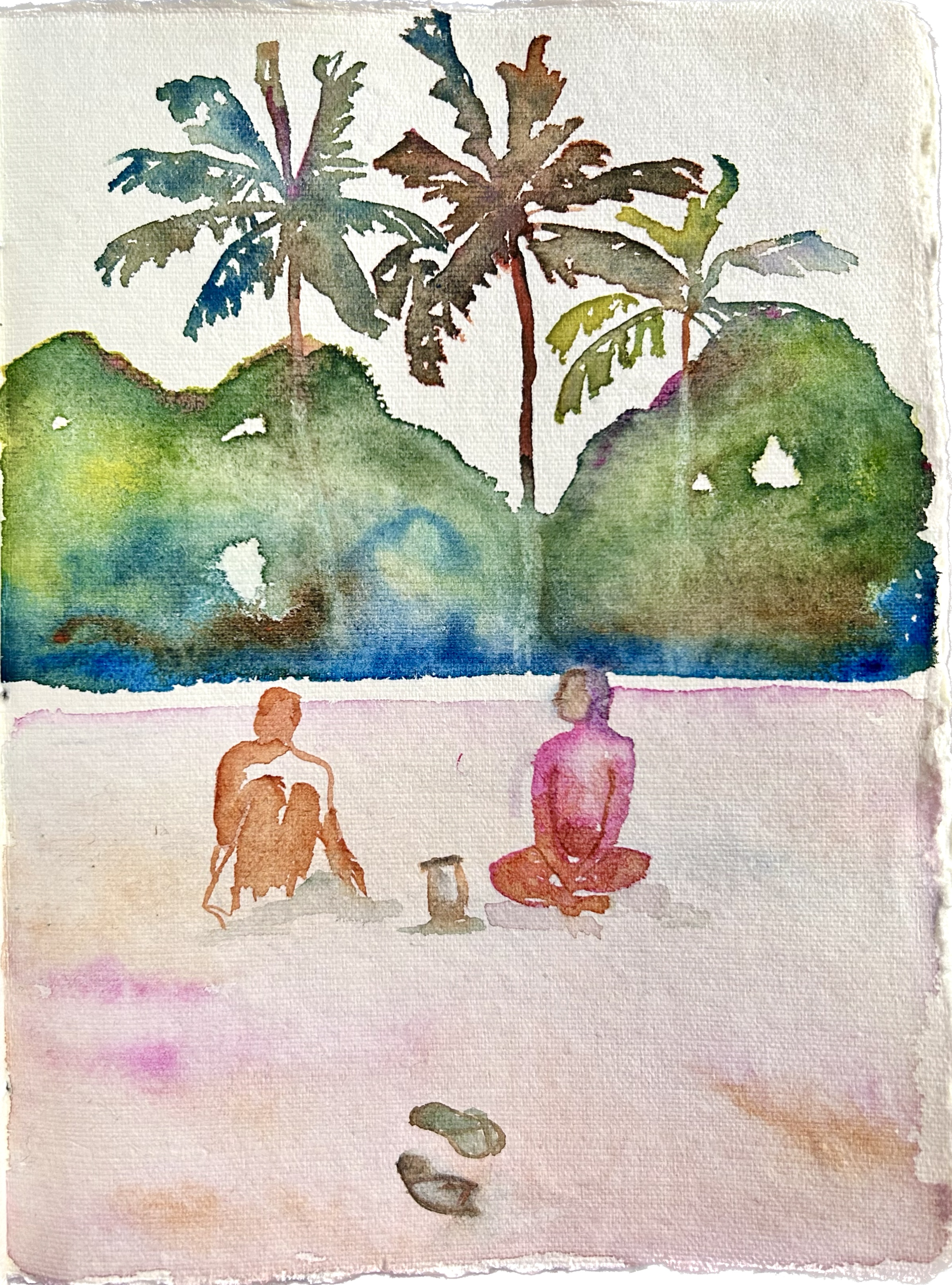 Dreams of Gauguin, 2023, Watercolours on paper , 20 x 15 cm