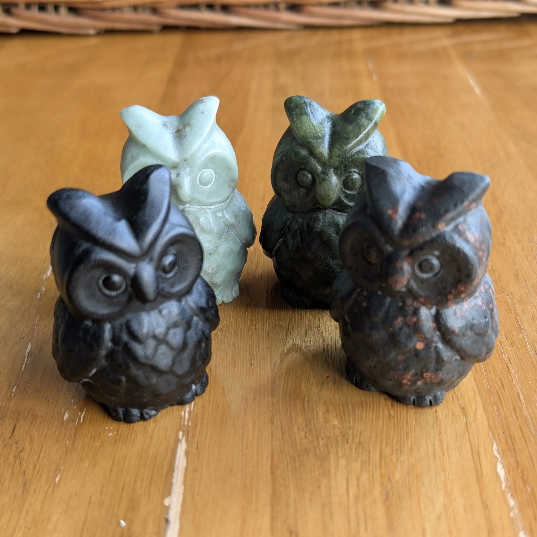 Gemstone Owl Carvings