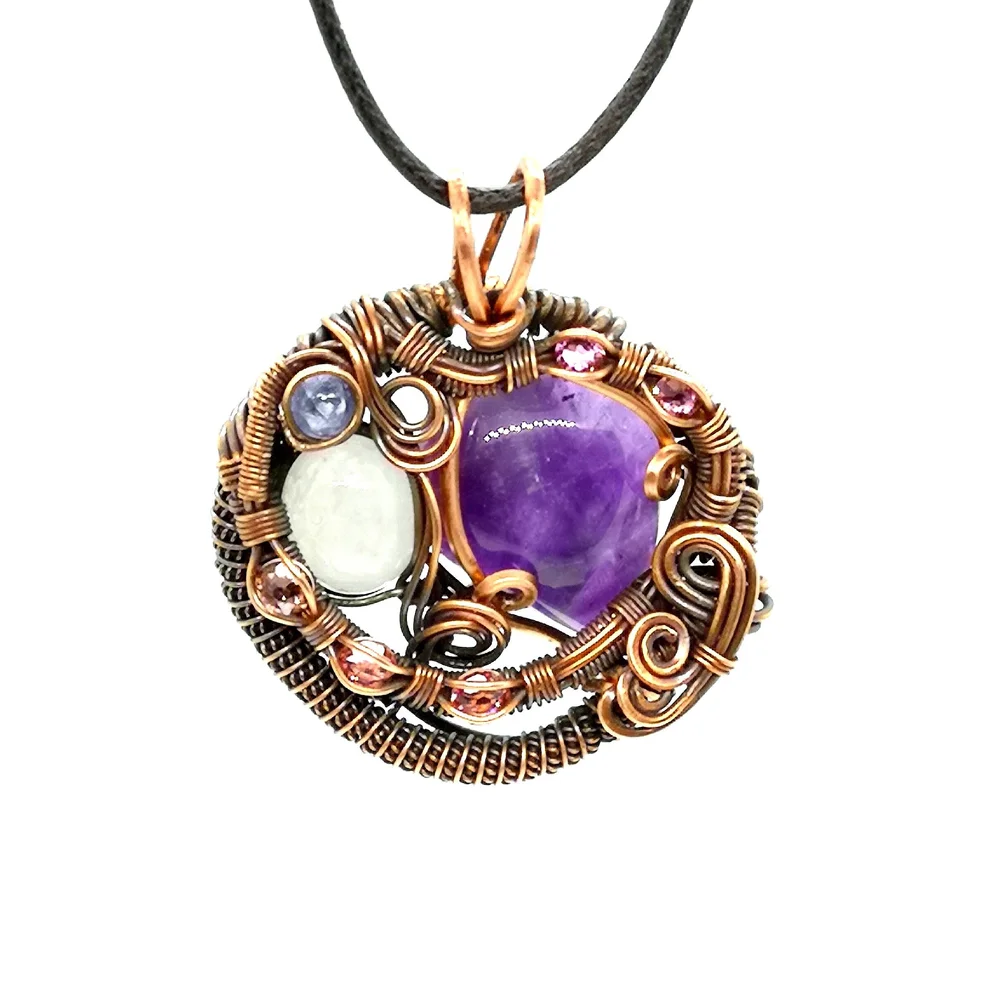 Heady multi stone Wire Wrapped Pendant — Funky Posh