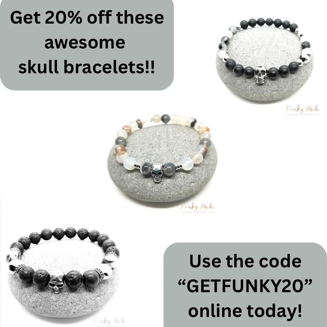 We also have 20% off of these bad boys! 💀 

Use the code to get a sweet deal on them 🙌🏻

also make sure to follow us at @funkyposhmen for more amazing pieces 😍

#crystals #gemstoneskulls #crystalskullsforsale #crystalskullsuk #crystalskulls