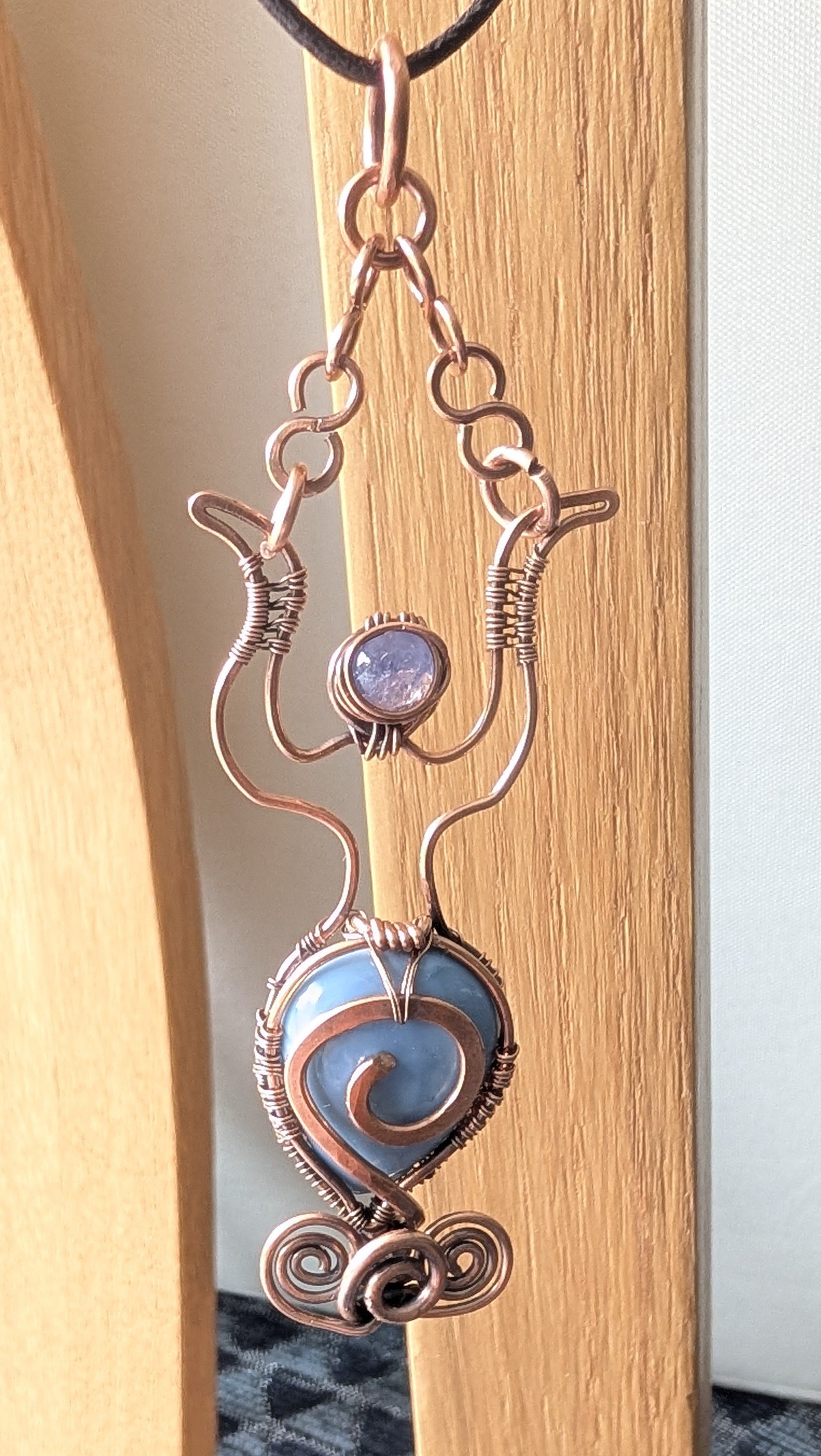 Wire wrapped Copper Goddess Pendant