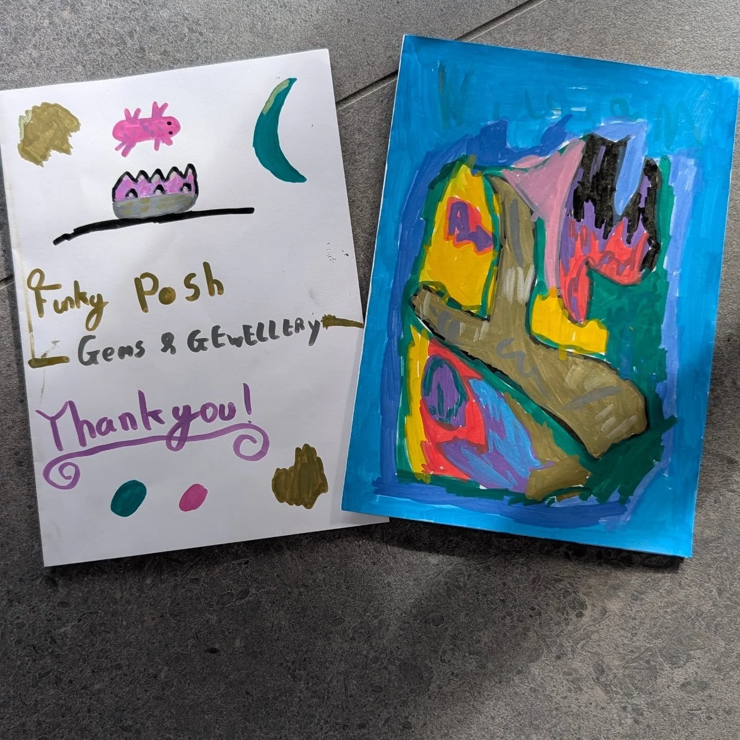 How cute are these cards from a friend's kids who are fast becoming gem enthusiasts,the colourful one is a bunch of gemstones, so lovely, thank you boys , appreciate them🥰🙌🙏