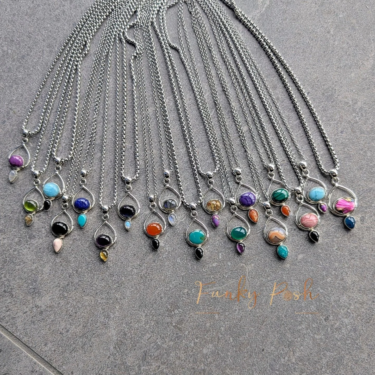 New pendants just arrived, so gemmy and gorgeous 🥰 
These are NOT on the website but will be available at our next event on the weekend, Rock Gem 'n' Bead show 8th-9th November held at Kempton Park Racecourse.
We hope to catch up with loads of our r