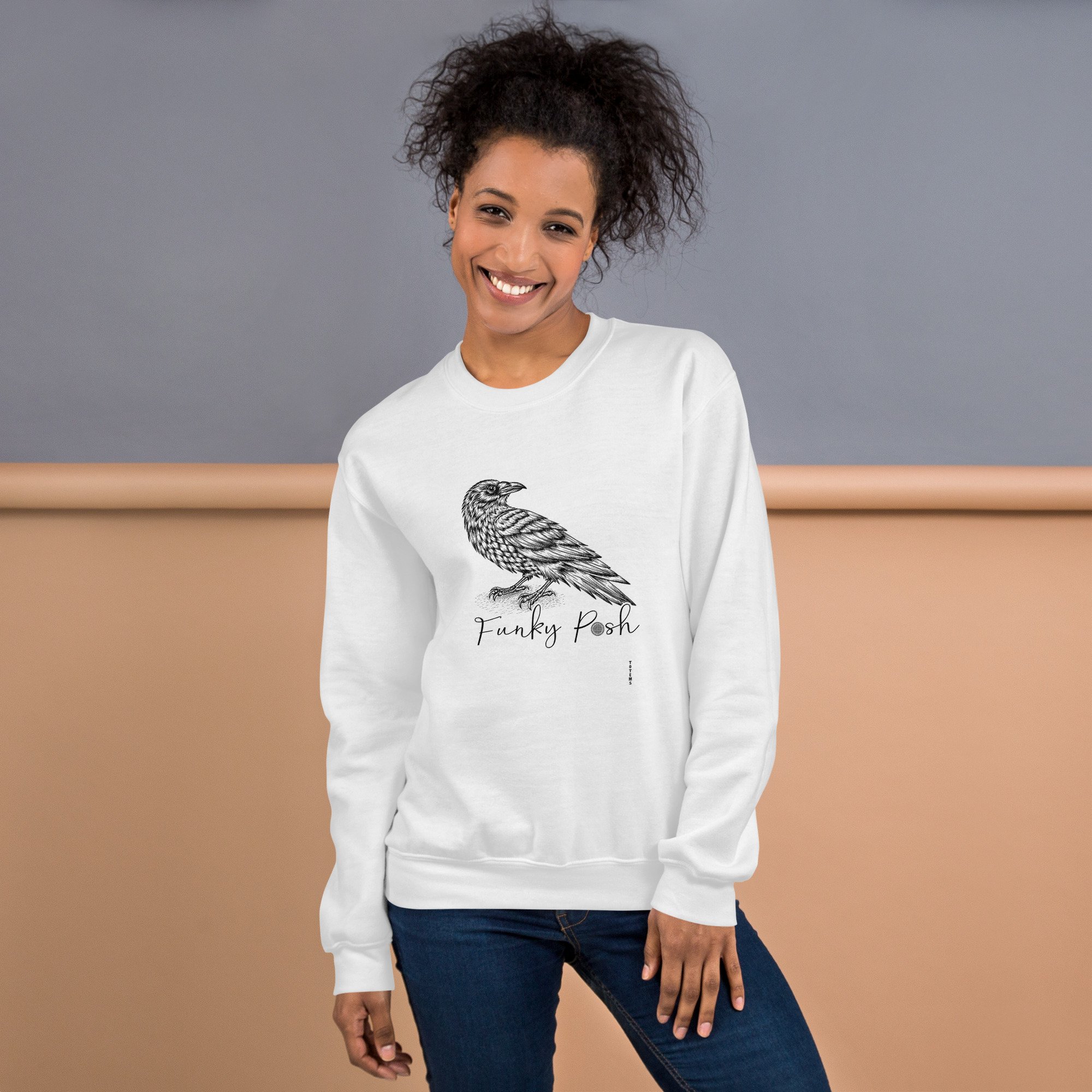 Unisex  Big Black Raven Totem Sweatshirt