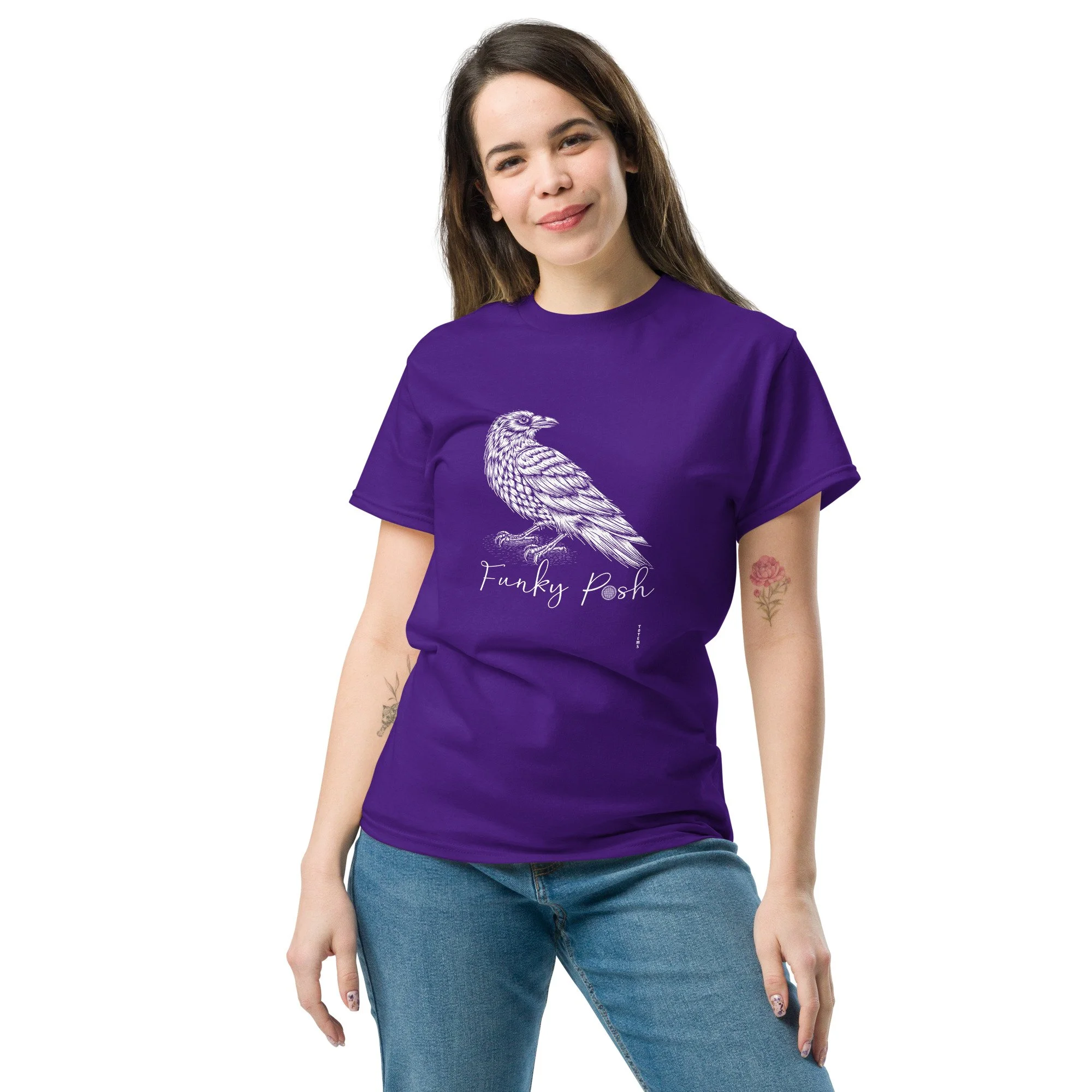 Unisex Big White Raven Totem Classic Tee
