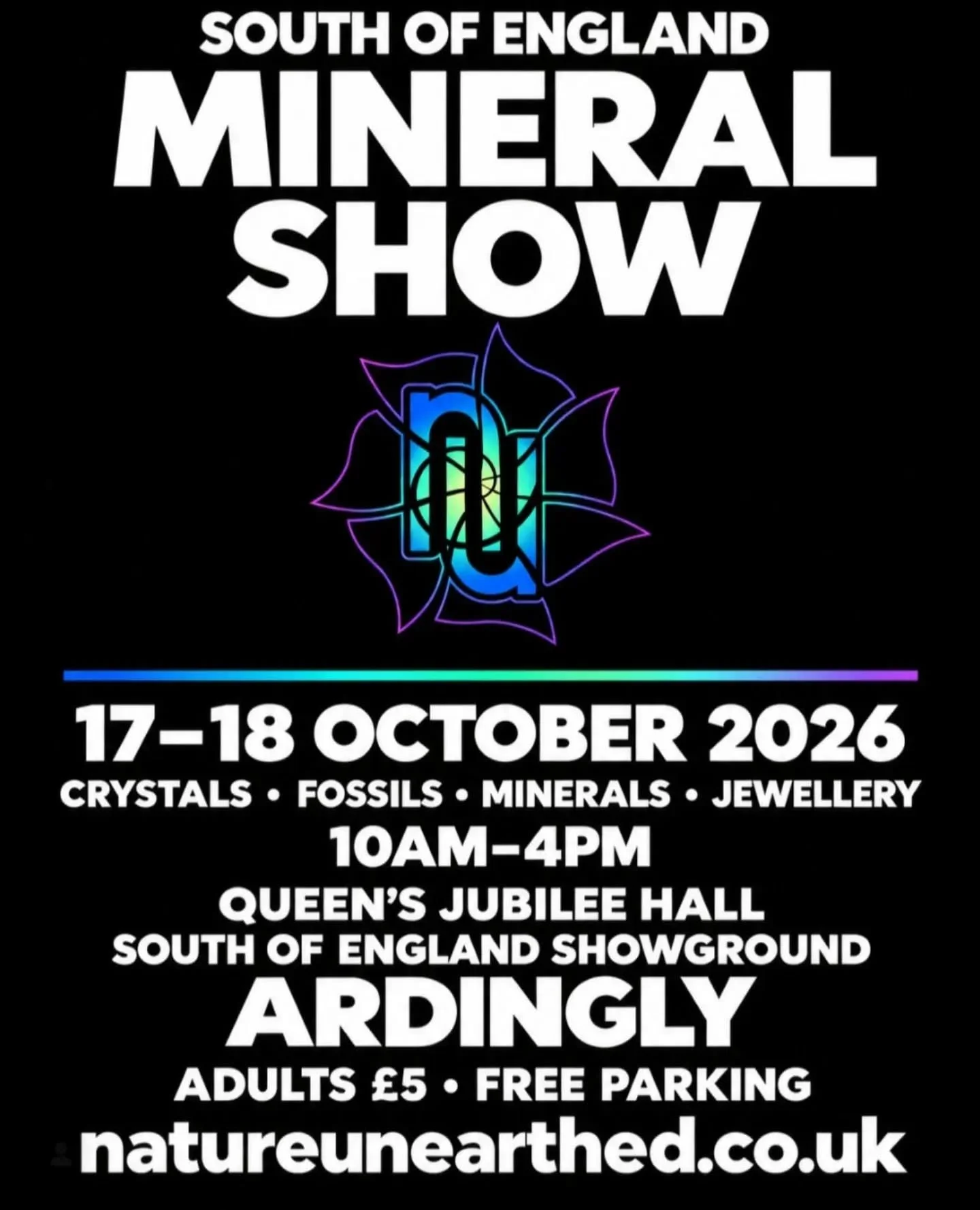 Our next event coming up is the fabulous South of England Mineral Show by Nature Unearthed🎉 
We love this special event and are looking forward to seeing you there 🥰🙌🙏 

#crystalevents 
#mineralevent 
#MineralShow 
@natureunearthed.co.uk 
@south_