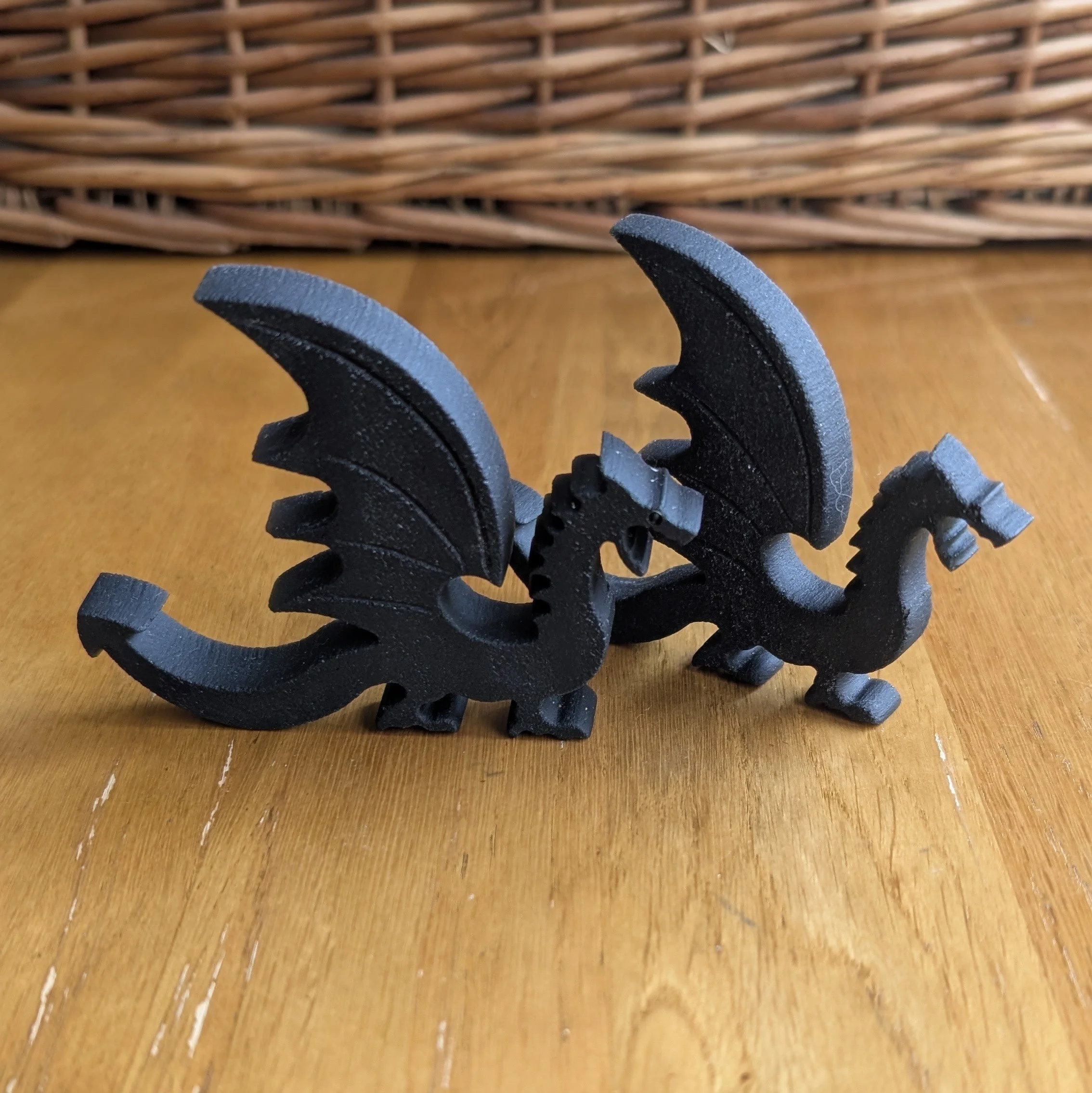Matt Black Obsidian Silhouette Dragon Carving