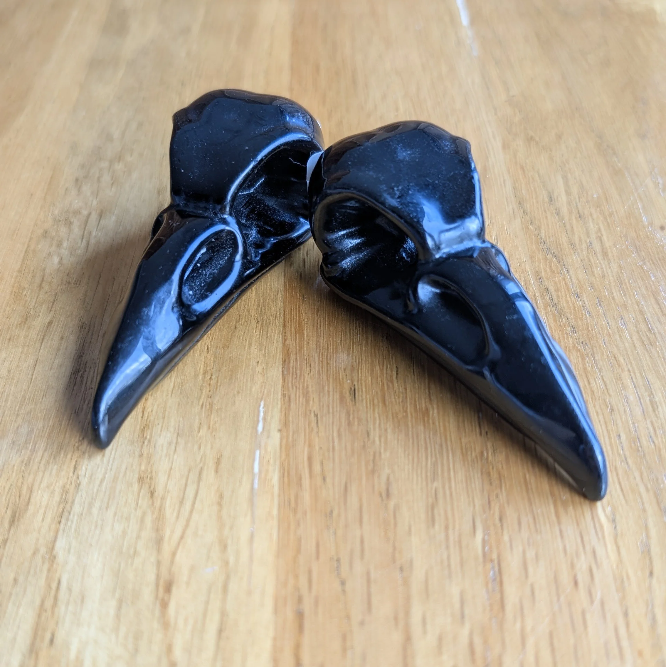 Medium Black Obsidian Raven Heads