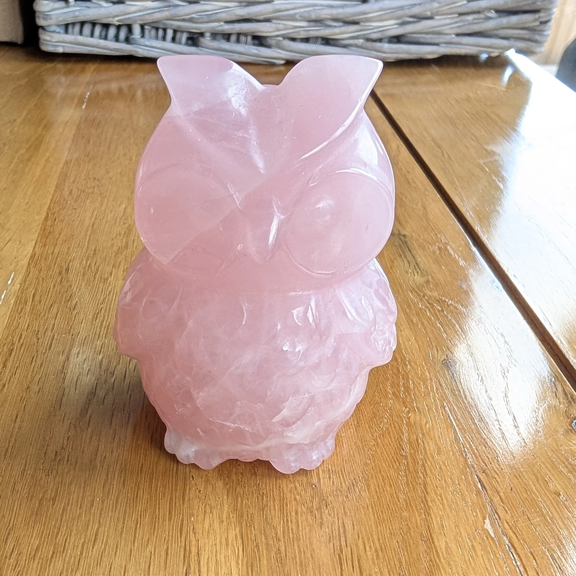 Rose Quartz Owl Carving