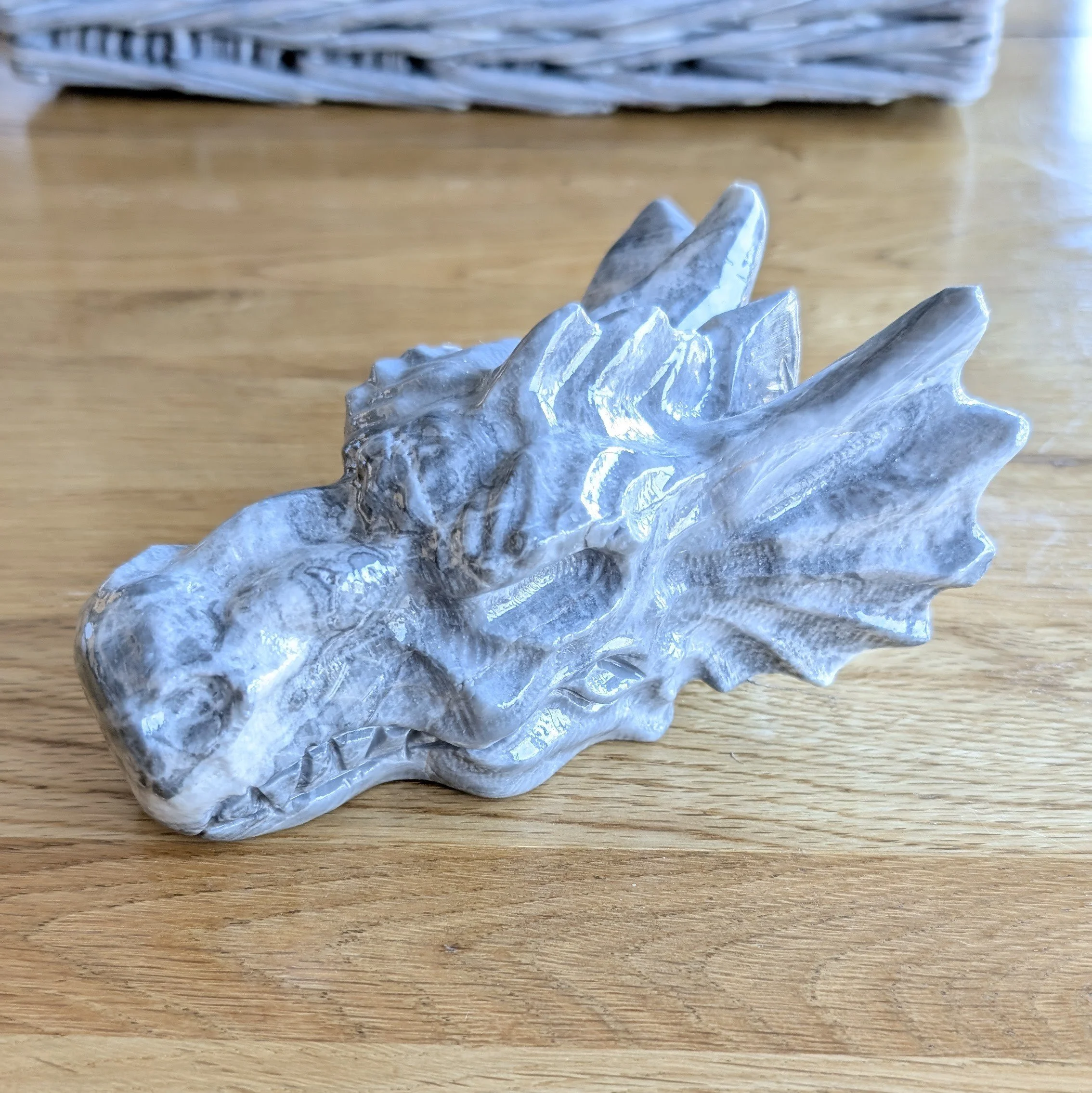 Picasso Jasper Carved Dragon Head 789g