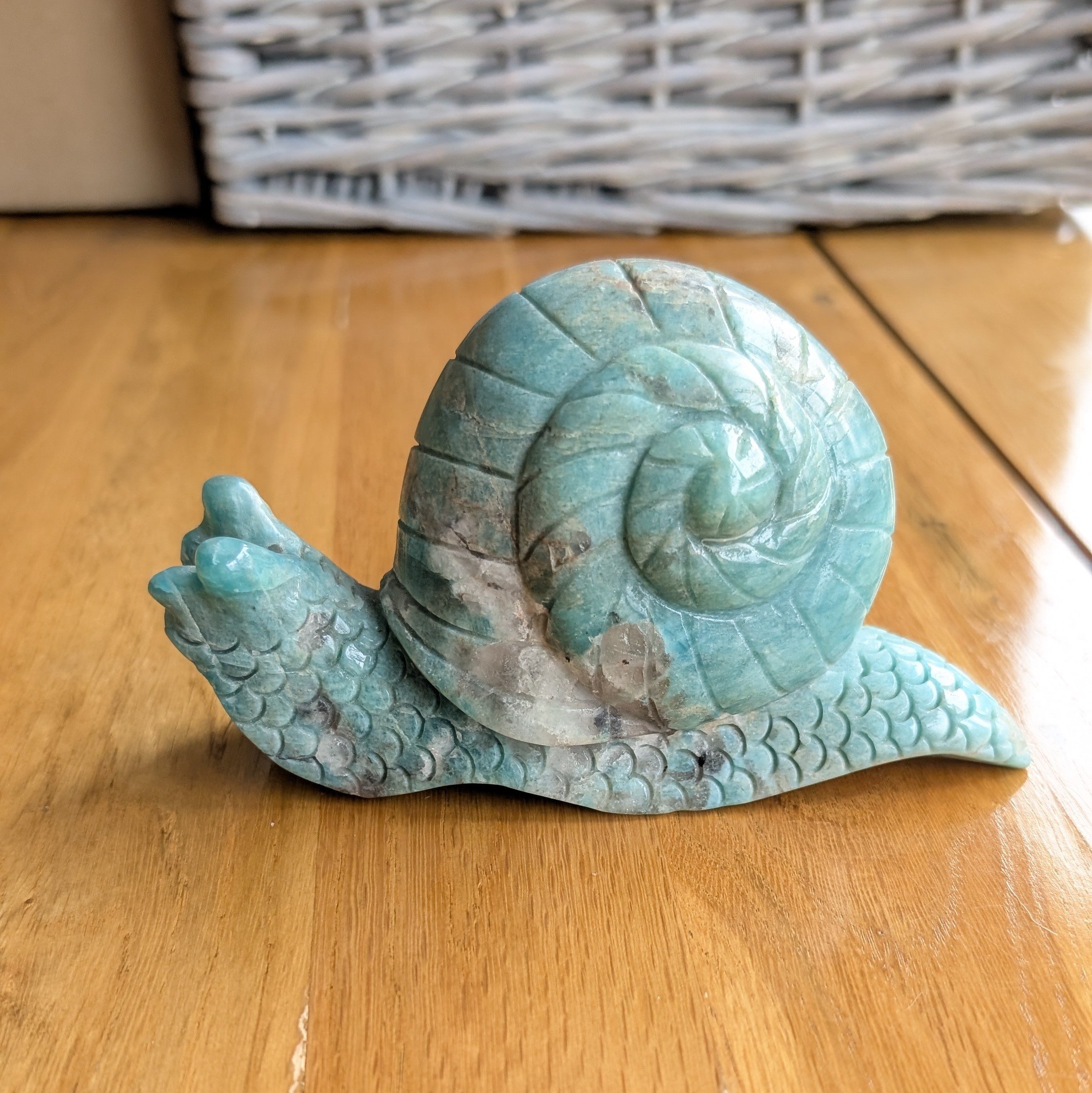 Amazonite Hand Carved Gemstone Snail