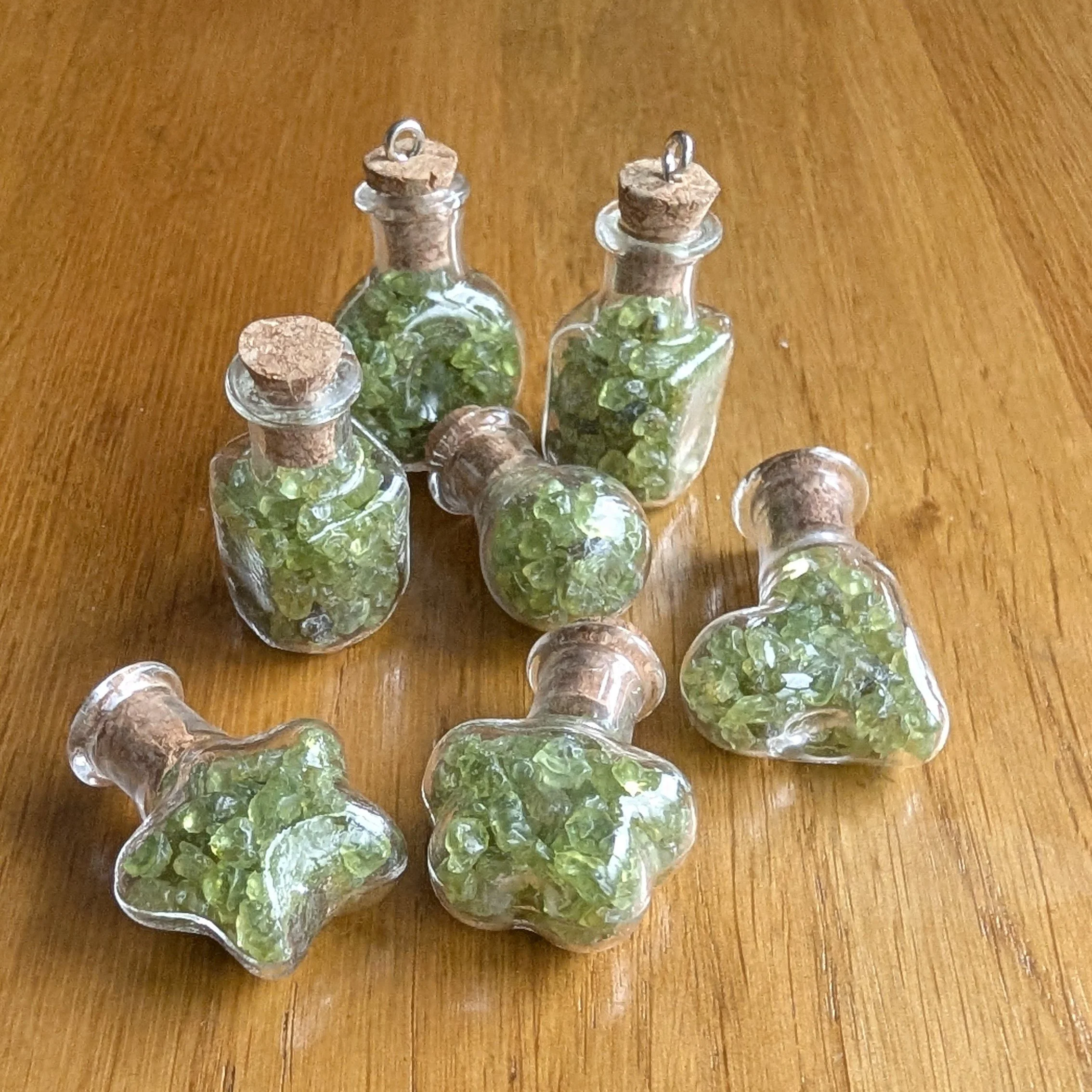 Mini Gemstone Peridot Crystal Bottles