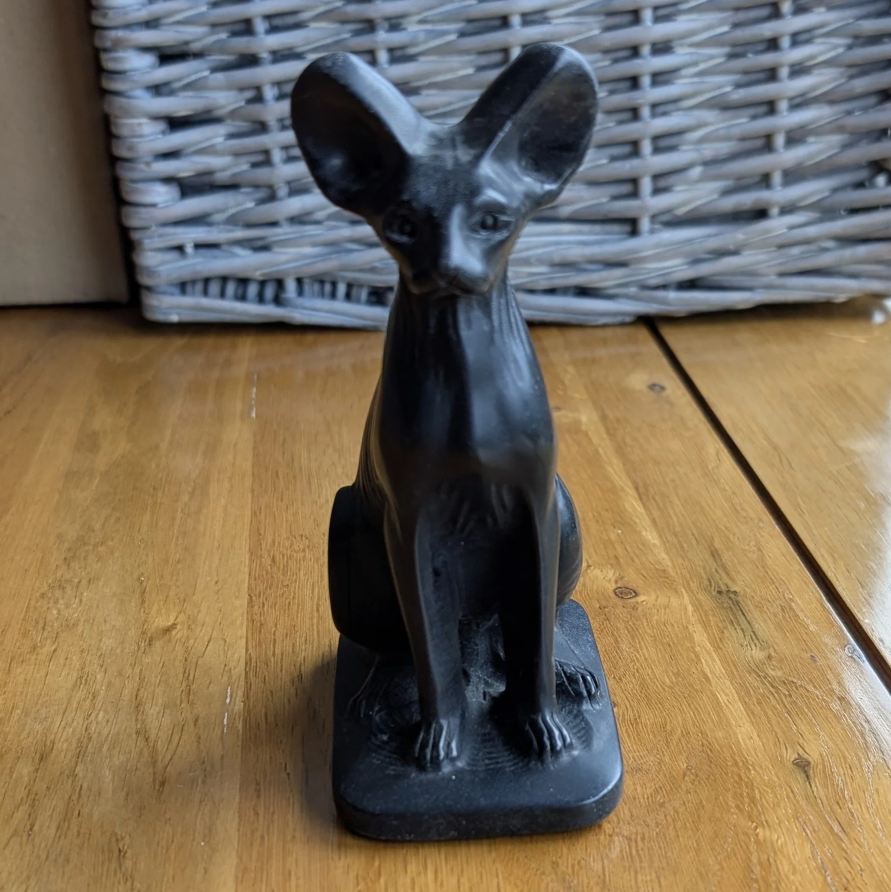 Obsidian Sphinx Gemstone Cat Carving