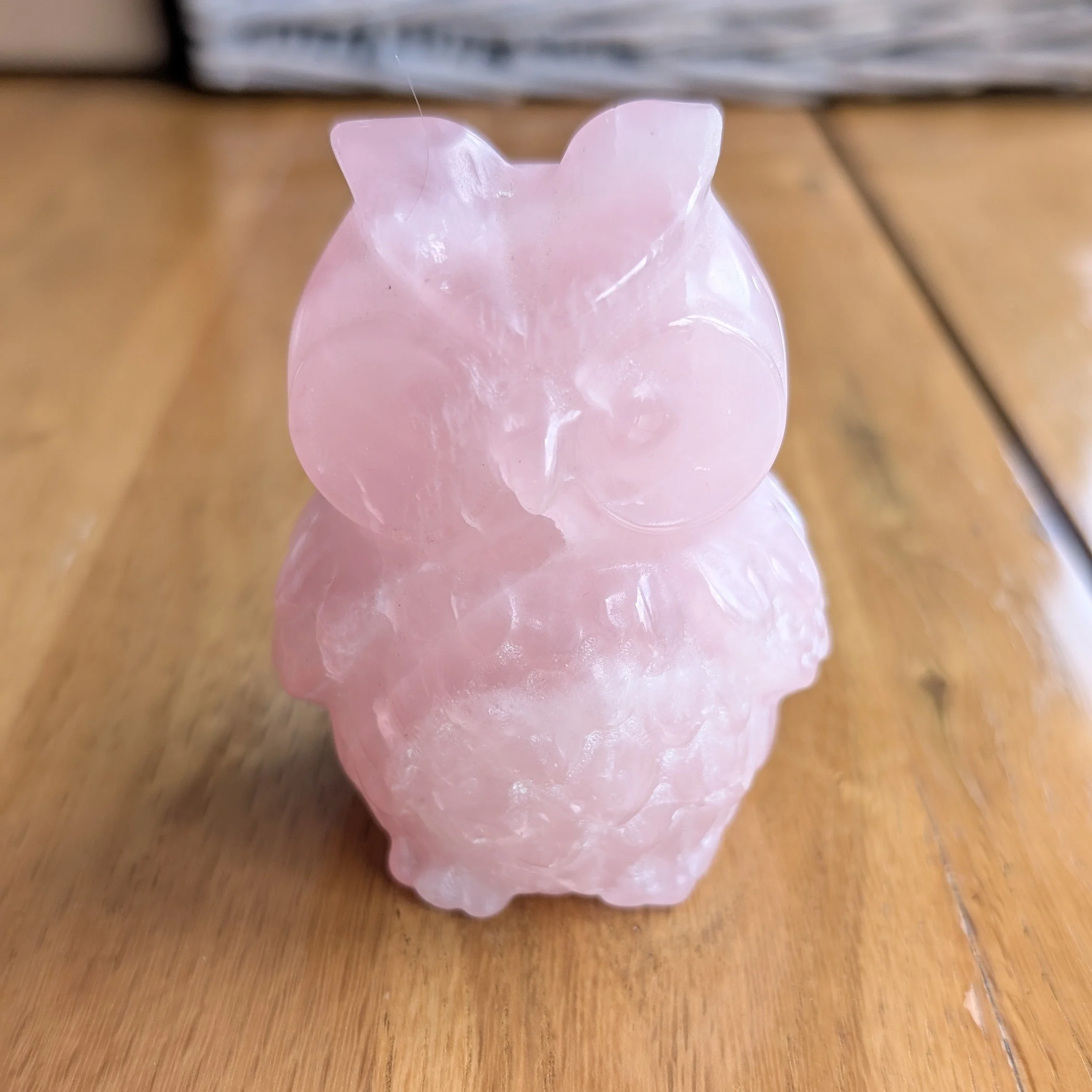 Rose Quartz Owl Carving
