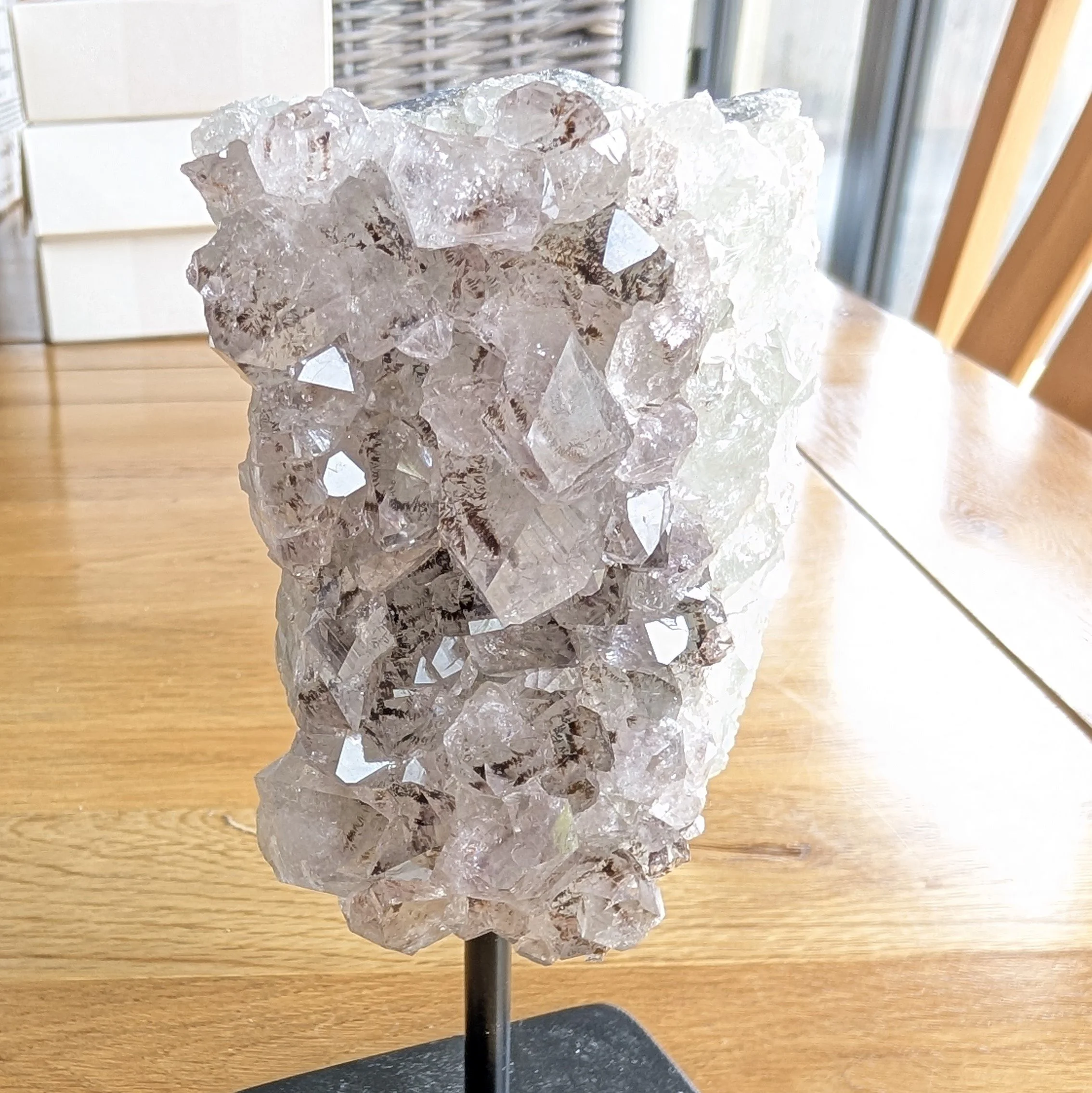 Dendrite Amethyst Cluster Specimen on Metal Stand