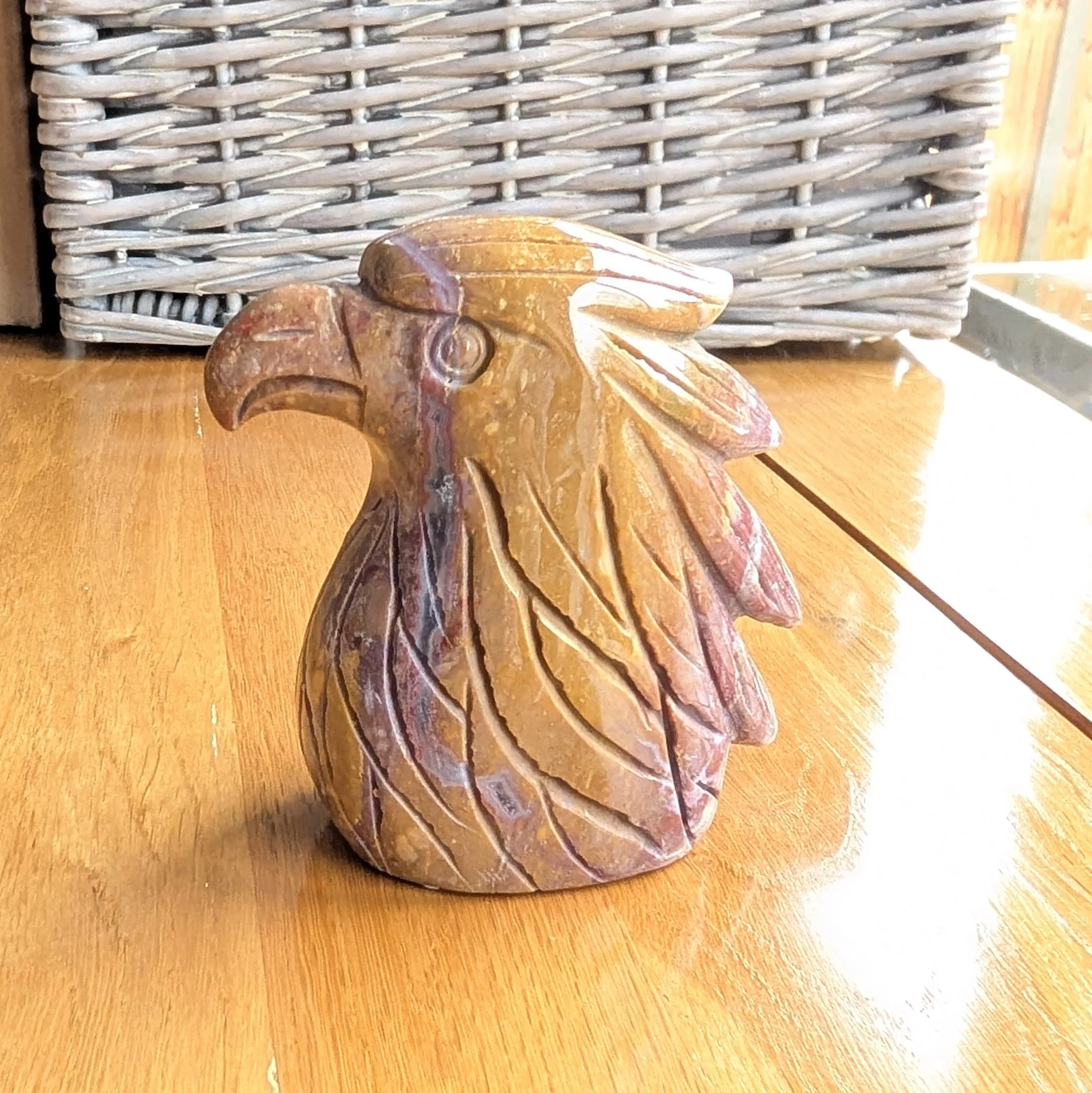 Hand Carved Jasper Eagle Head Gemstone Carving