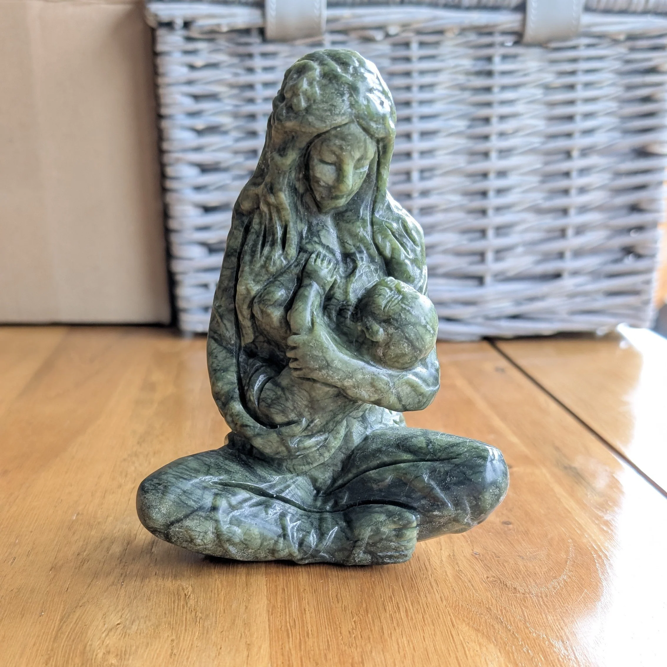 Jade Mother and Child Gemstone Carving