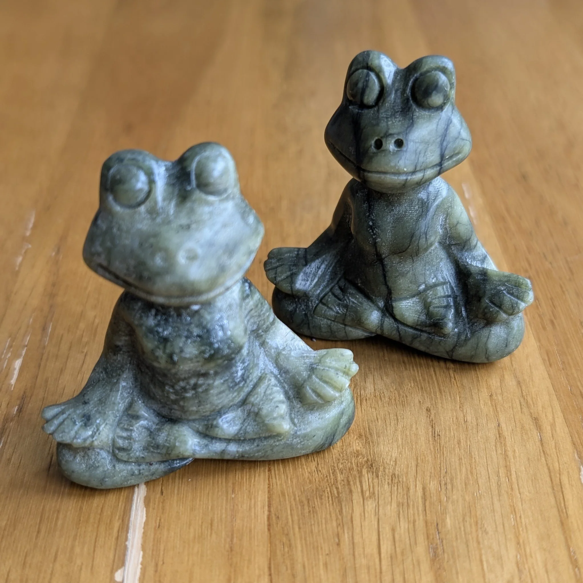 Jade Gemstone Yoga Frogs