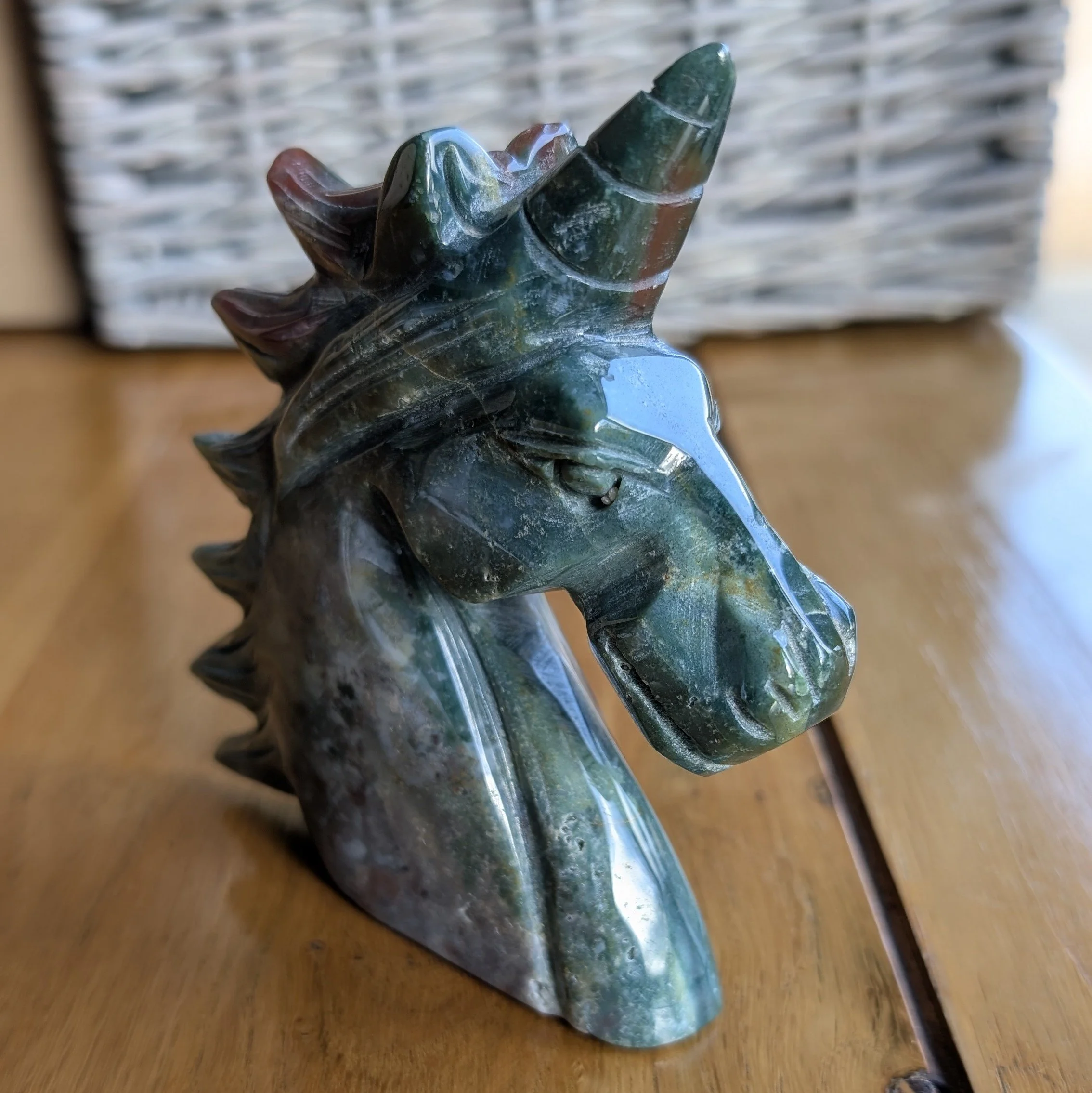 Ocean Jasper Unicorn Carving