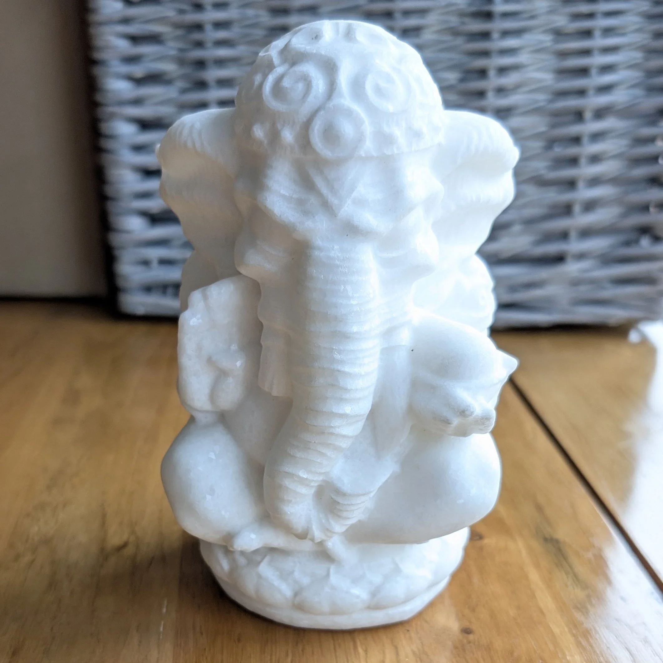 White Jade Ganesha Gemstone Carving