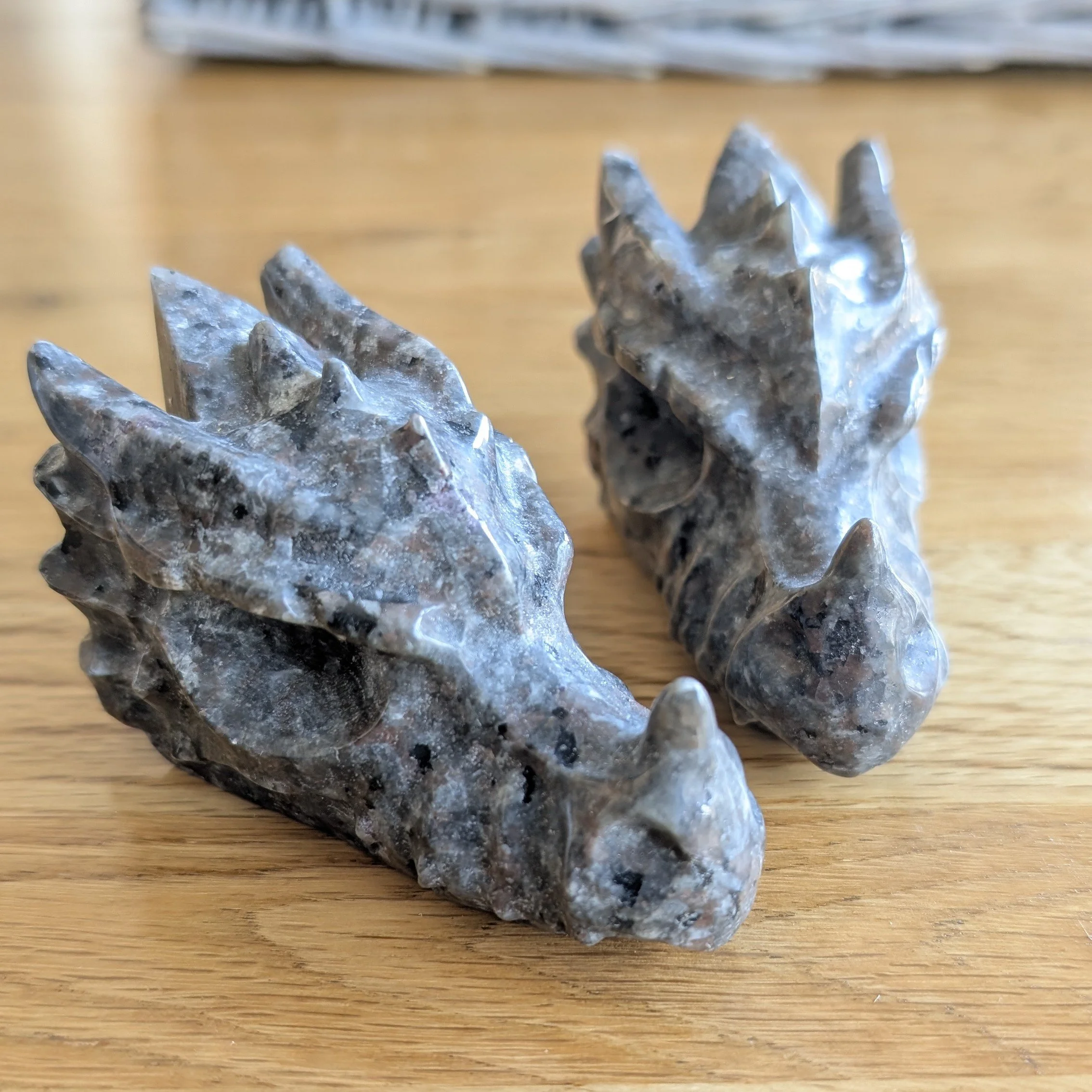 Carved Firestone/Yooperlite(TM) Dragon Heads