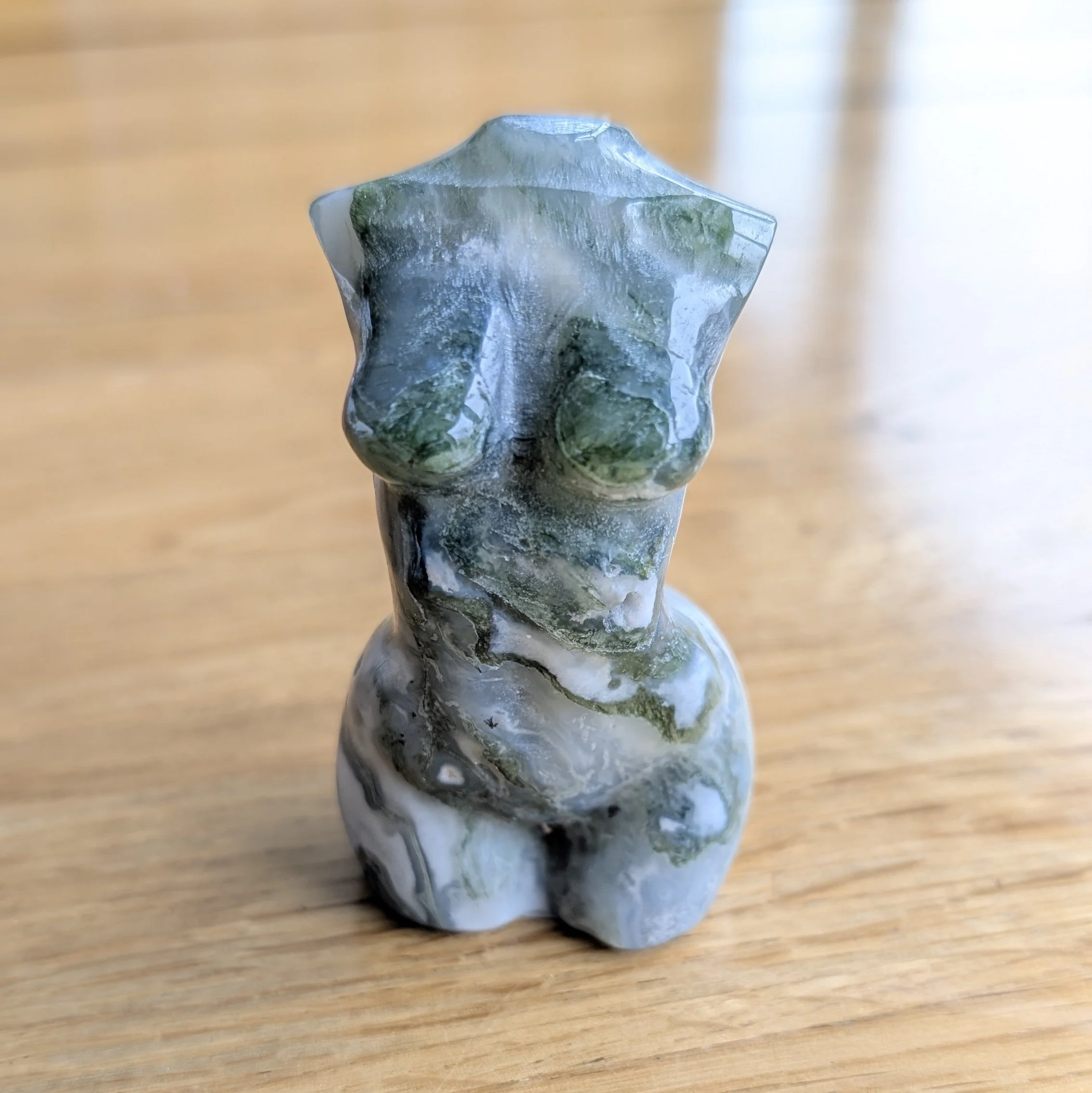 Moss Agate Lady Bust