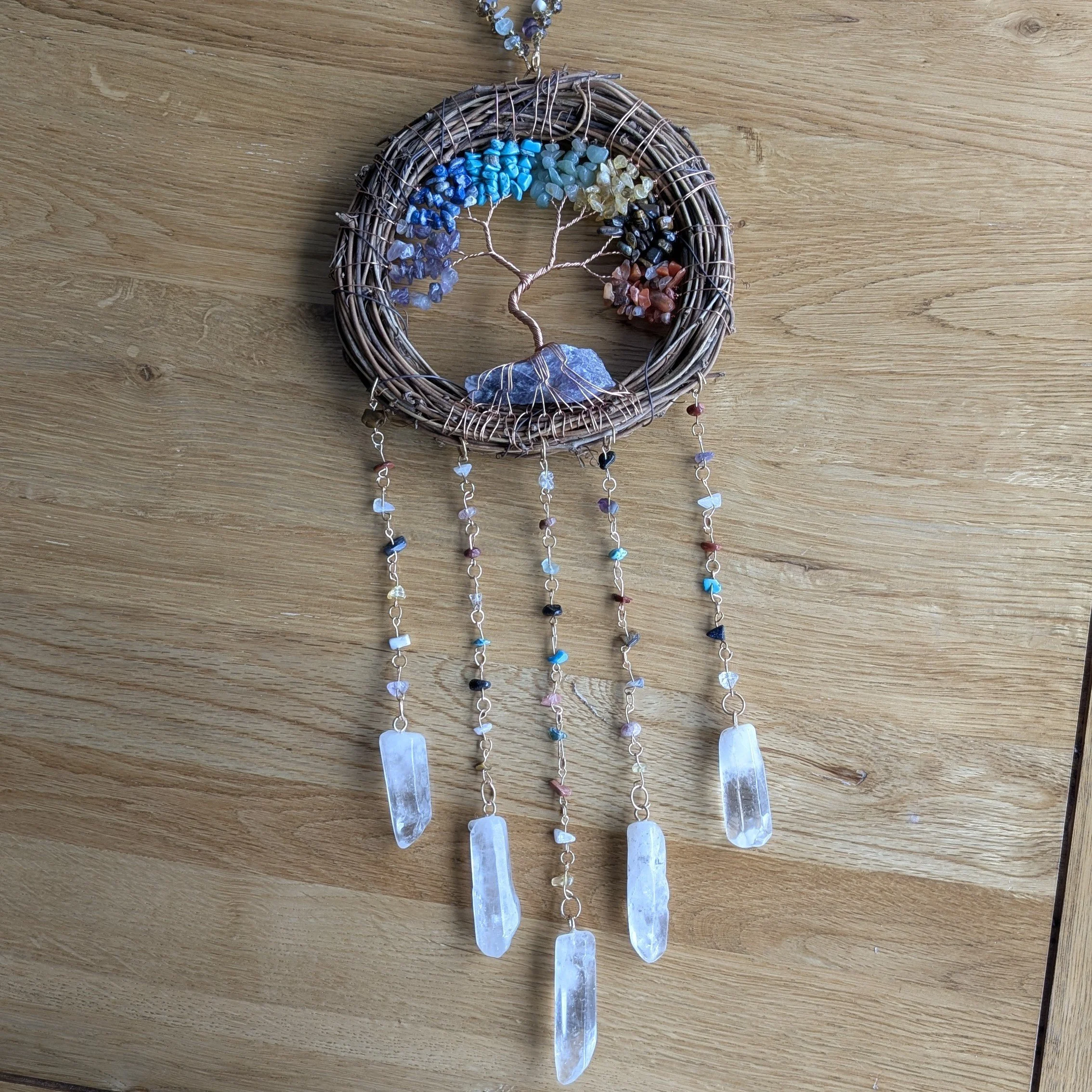 Wicker Gemstone Tree of Life Suncatchers