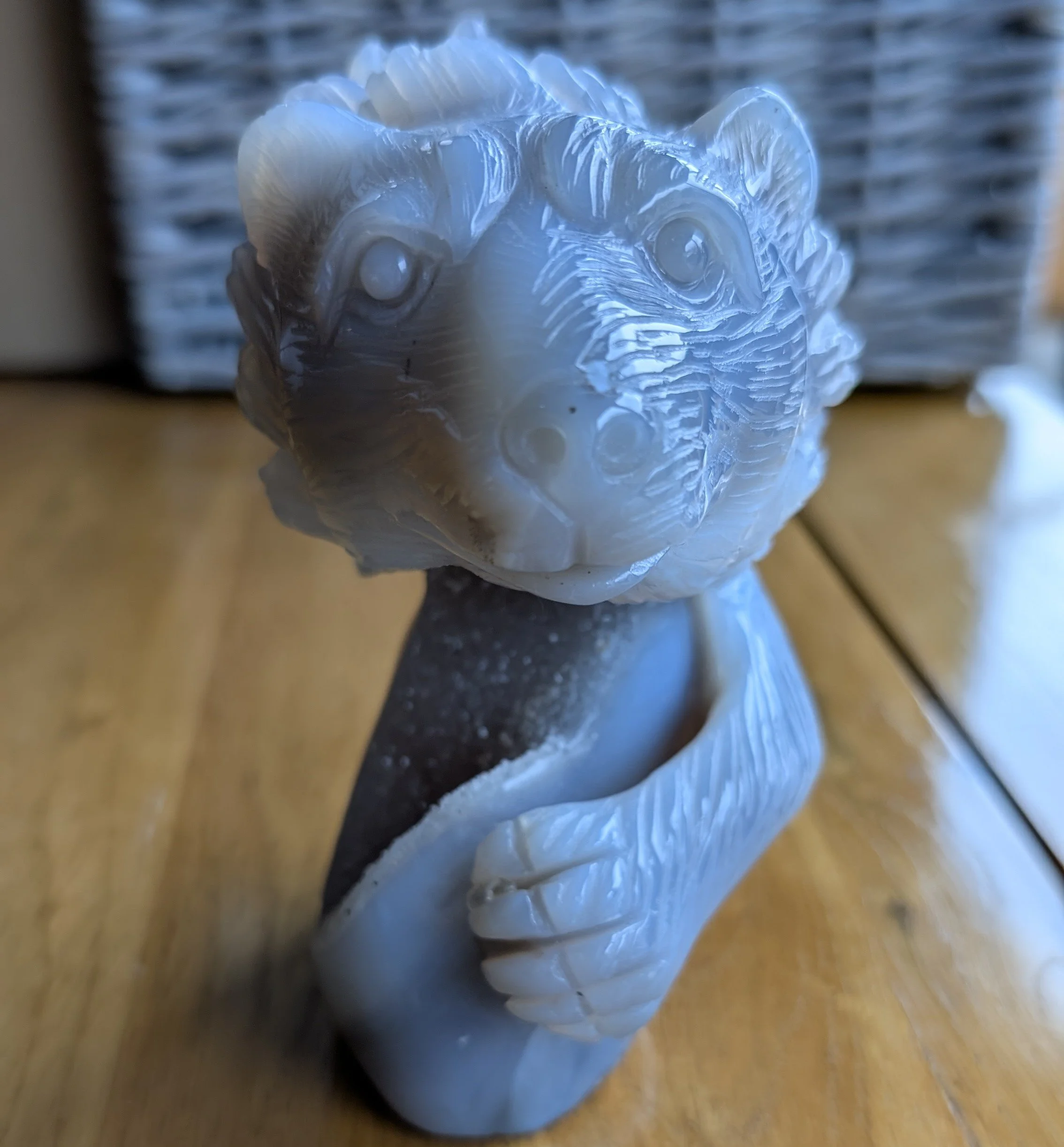 Hand Carved Agate Bear Carving