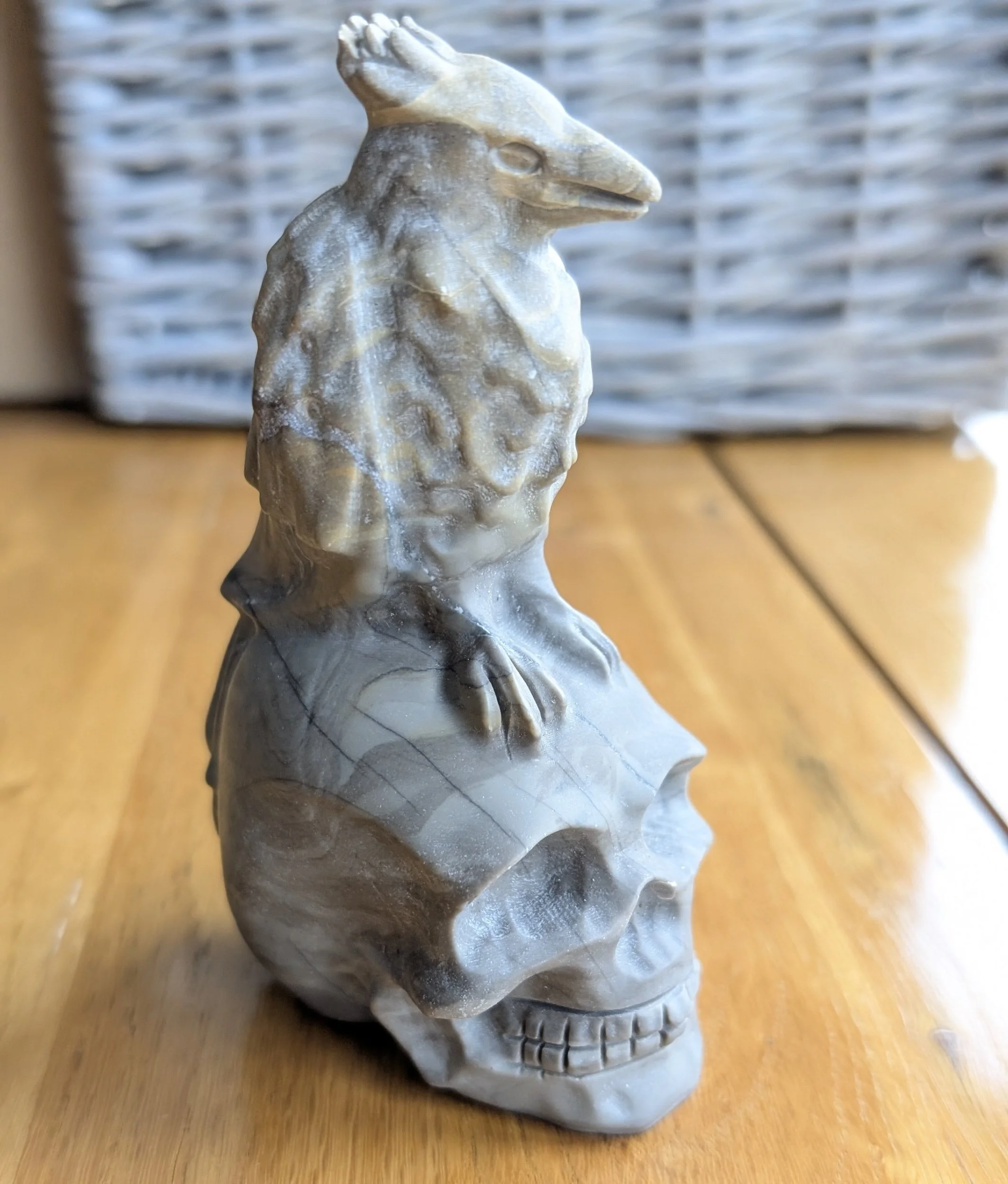 Jasper Bird Gemstone Skull