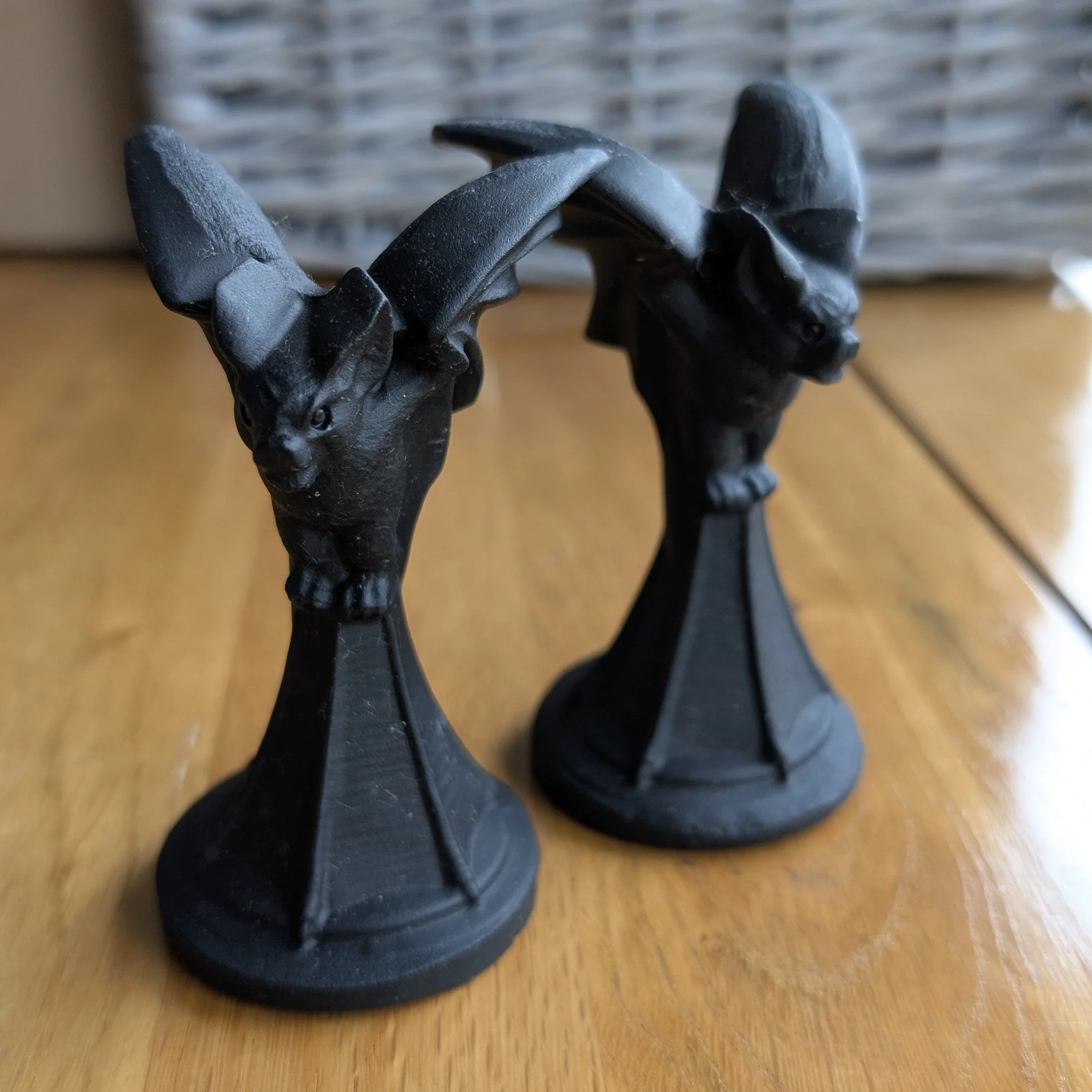 Matt Black Obsidian Bat Carving