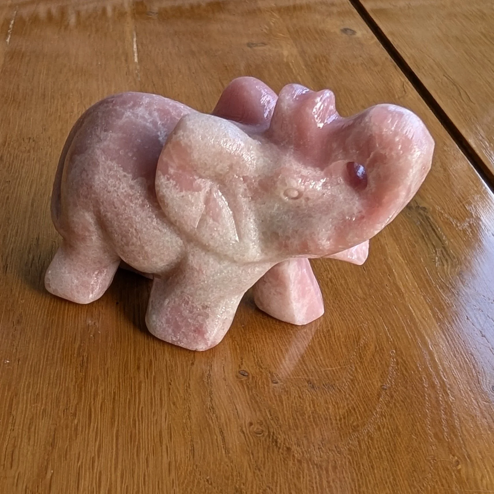 Pink Opal Elephant Carving