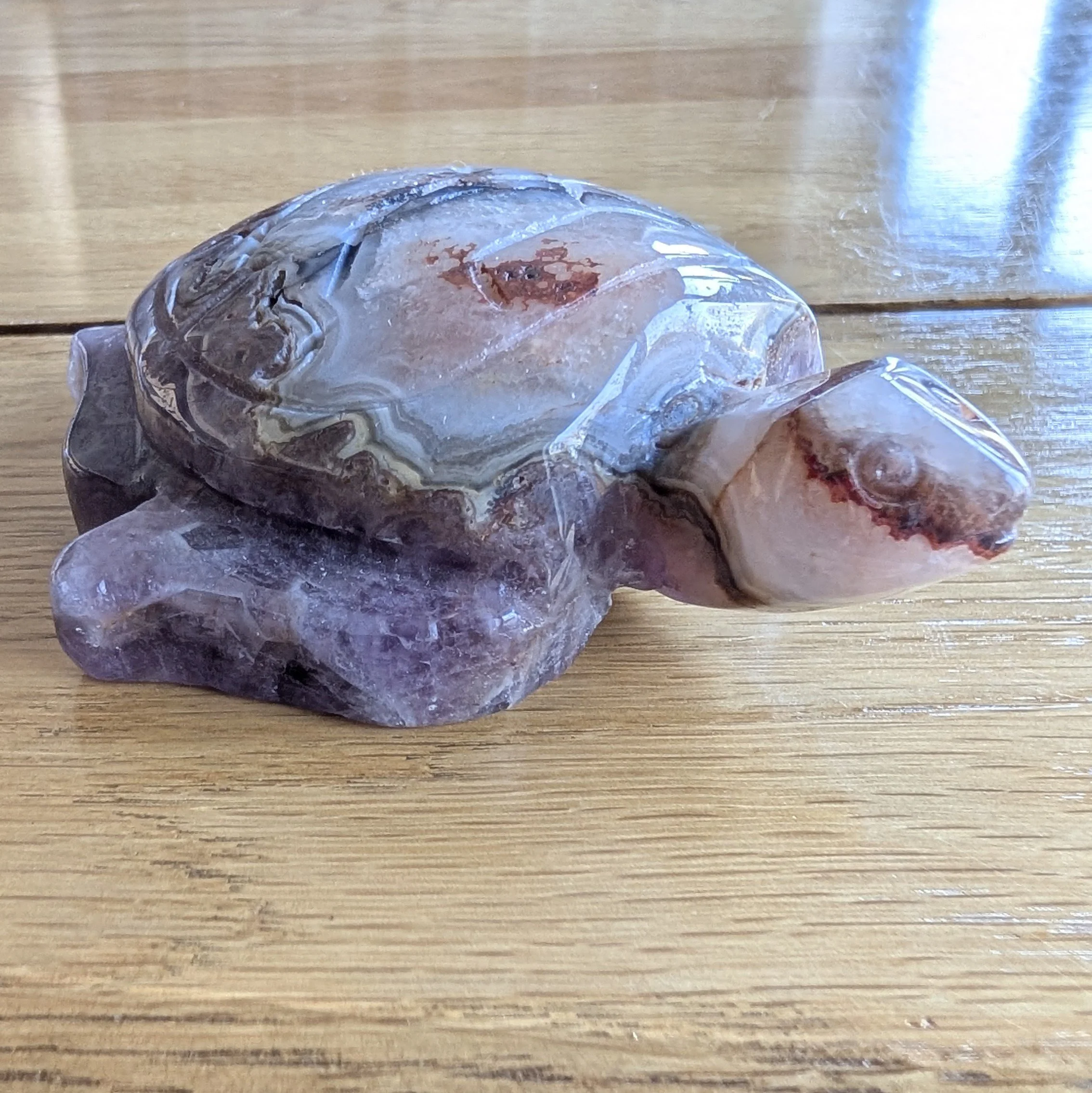 Amethyst Agate Carved Turtle  - 210g