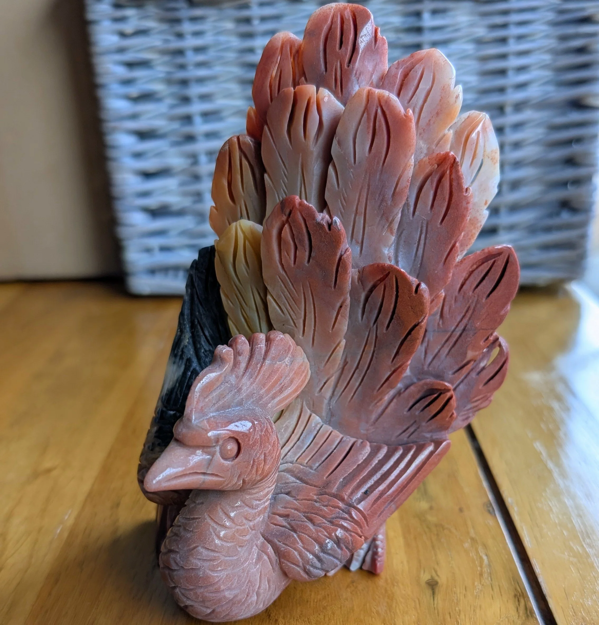 Jasper Peacock Carving