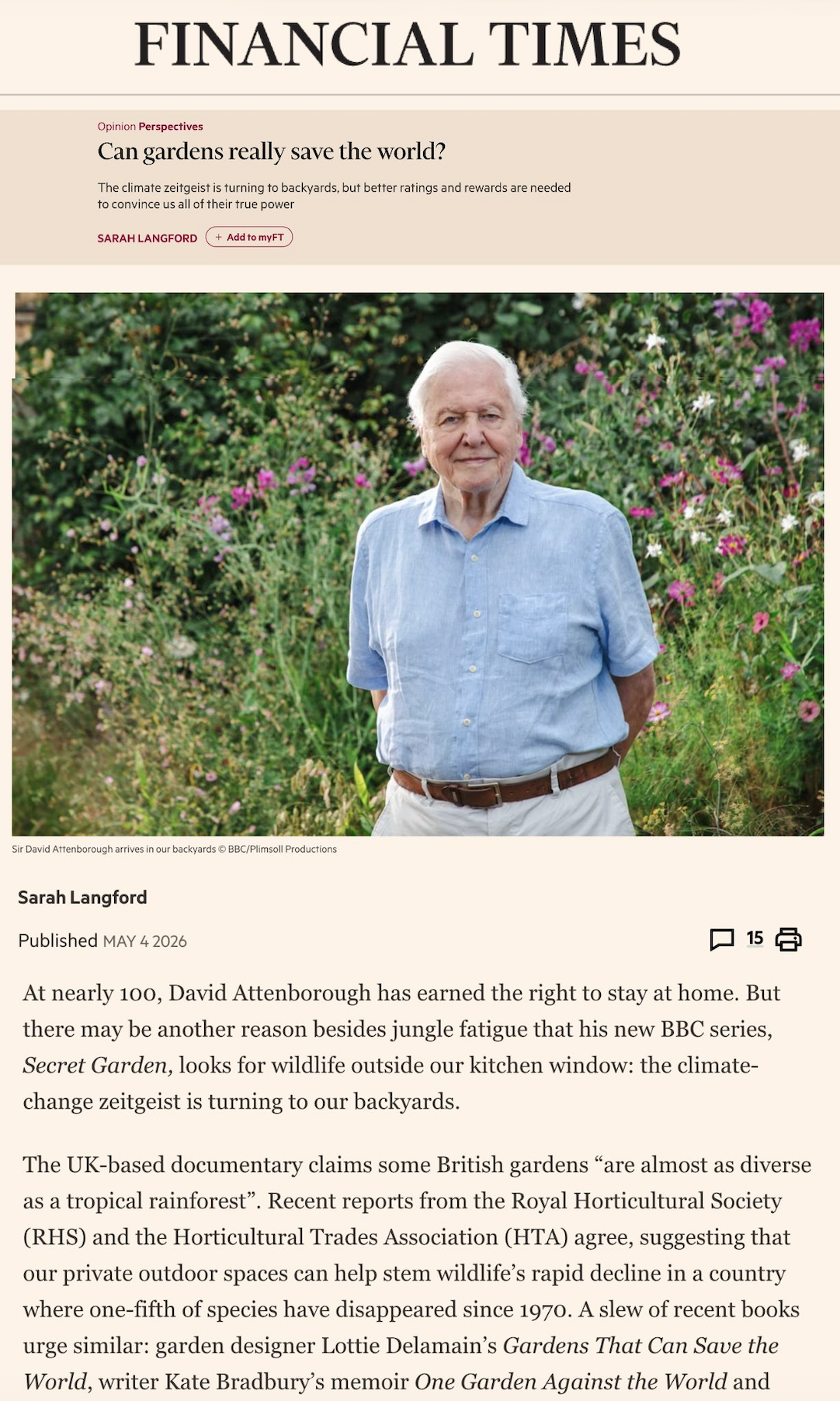 Financial Times - 'Can gardens really save the world?'