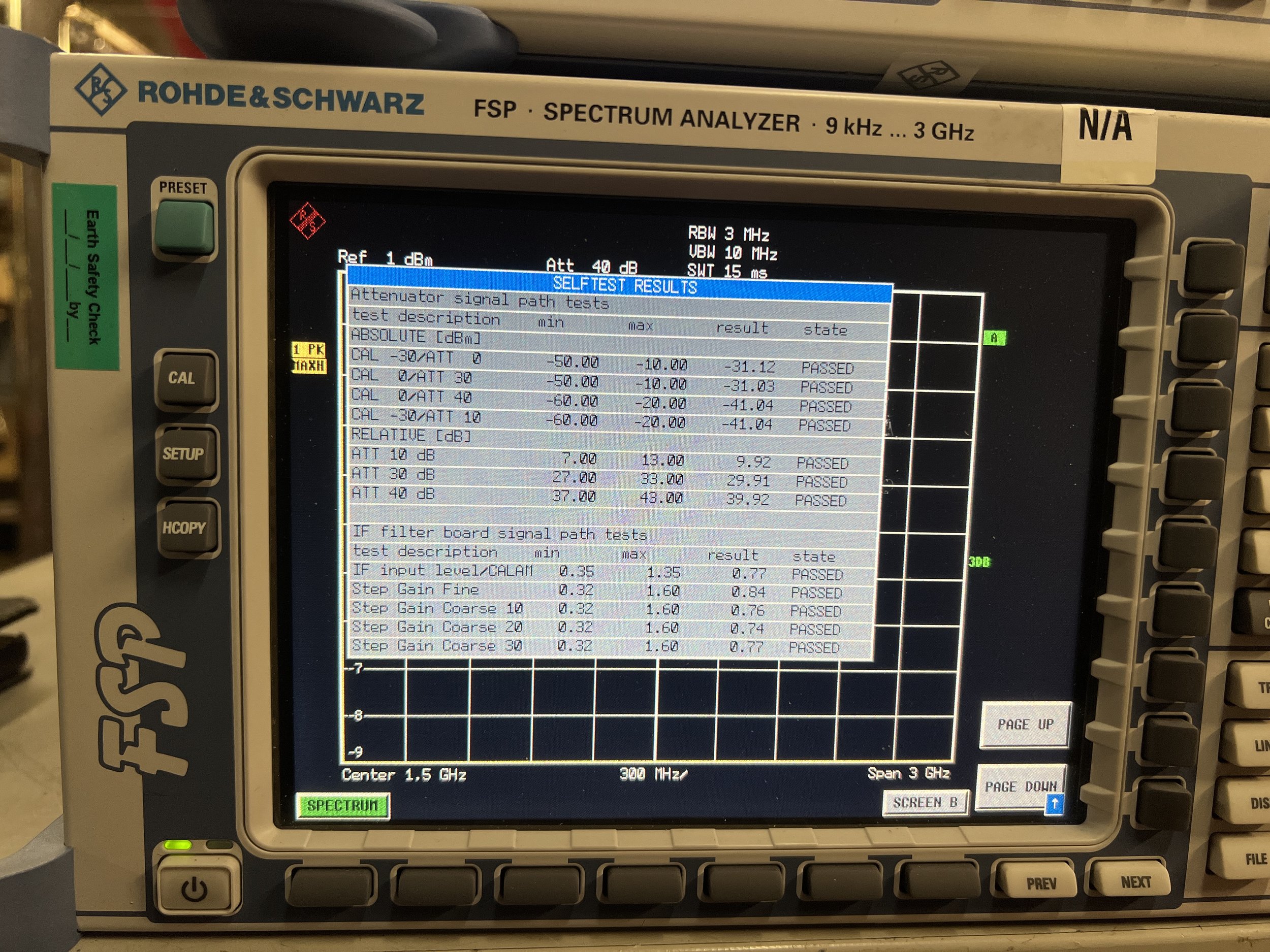 Rohde & Schwarz FSP 3 Spectrum Analyzer, 9kHz-3GHz, Ser. 101056 #