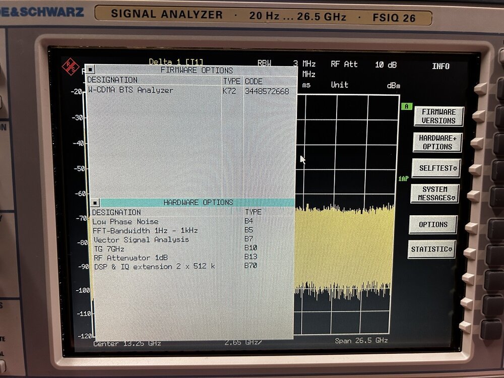 Rohde & Schwarz FSIQ26, Signal Analyzer, 20Hz-26.5GHz, Loaded with Options