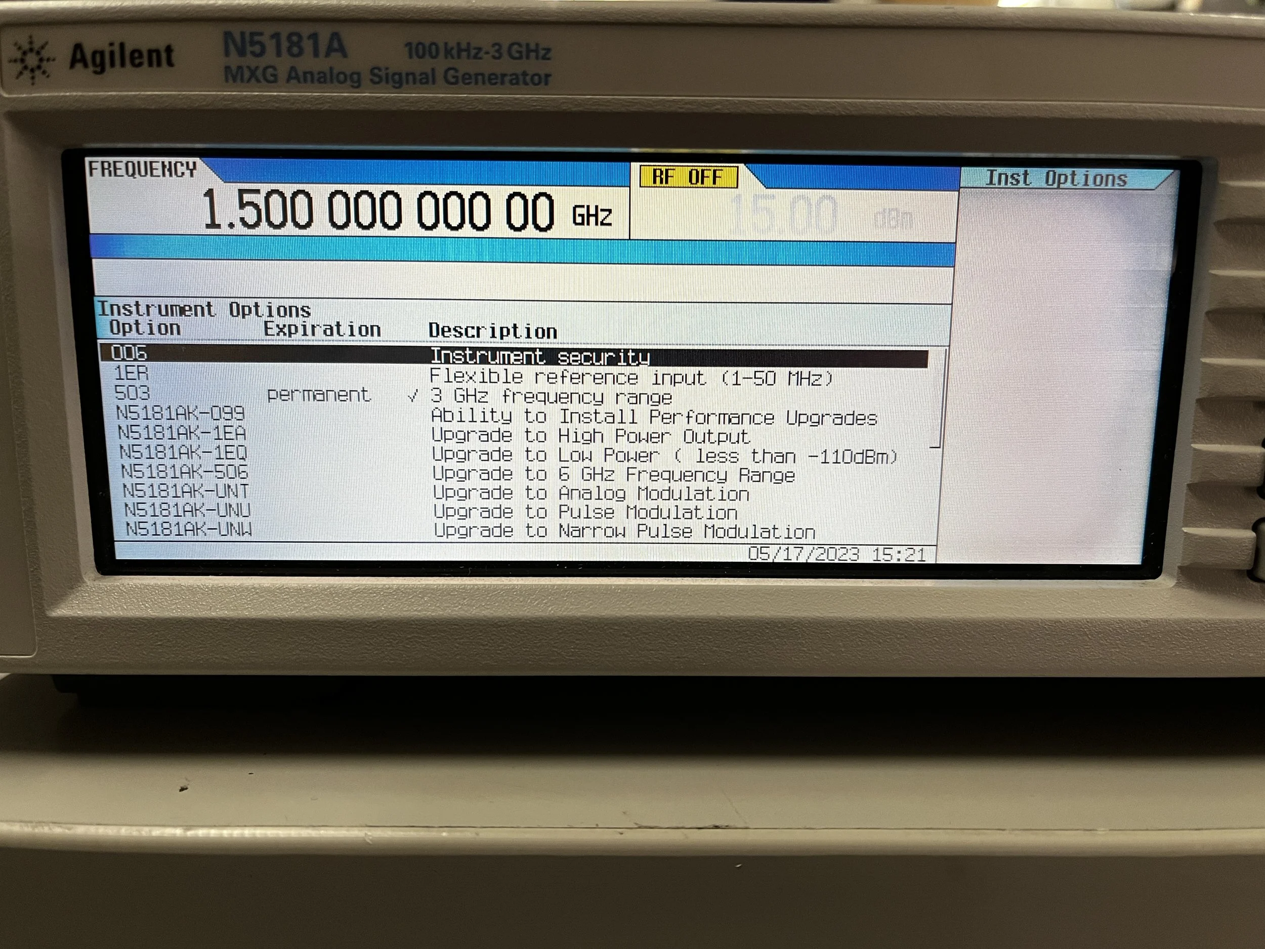 Agilent N5181A, MXG Analog Signal Generator, 100kHz - 3GHz