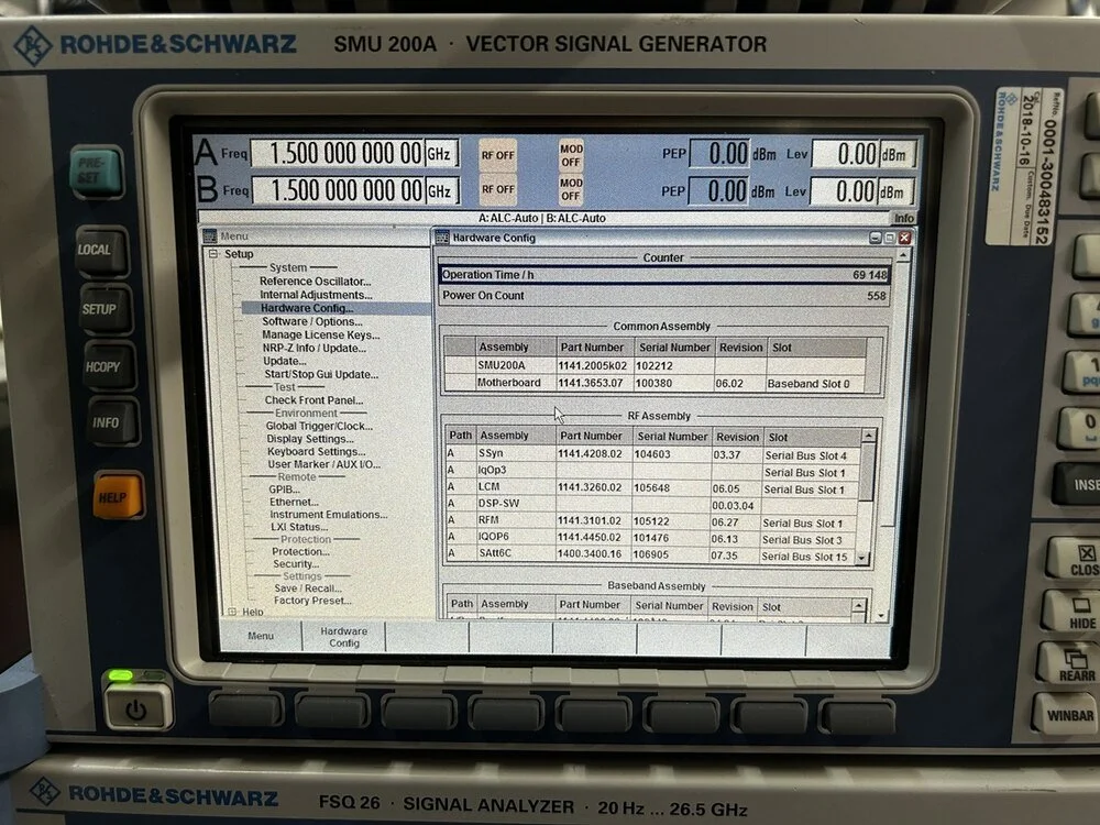 Rohde & Schwarz SMU200A, Vector Signal Generator Loaded with Options