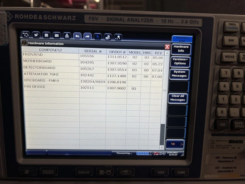 Rohde & Schwarz FSV3, Signal Analyzer, 10Hz-3.6GHz, OPT: B25, B29, K10, K72, 102511-Kj #