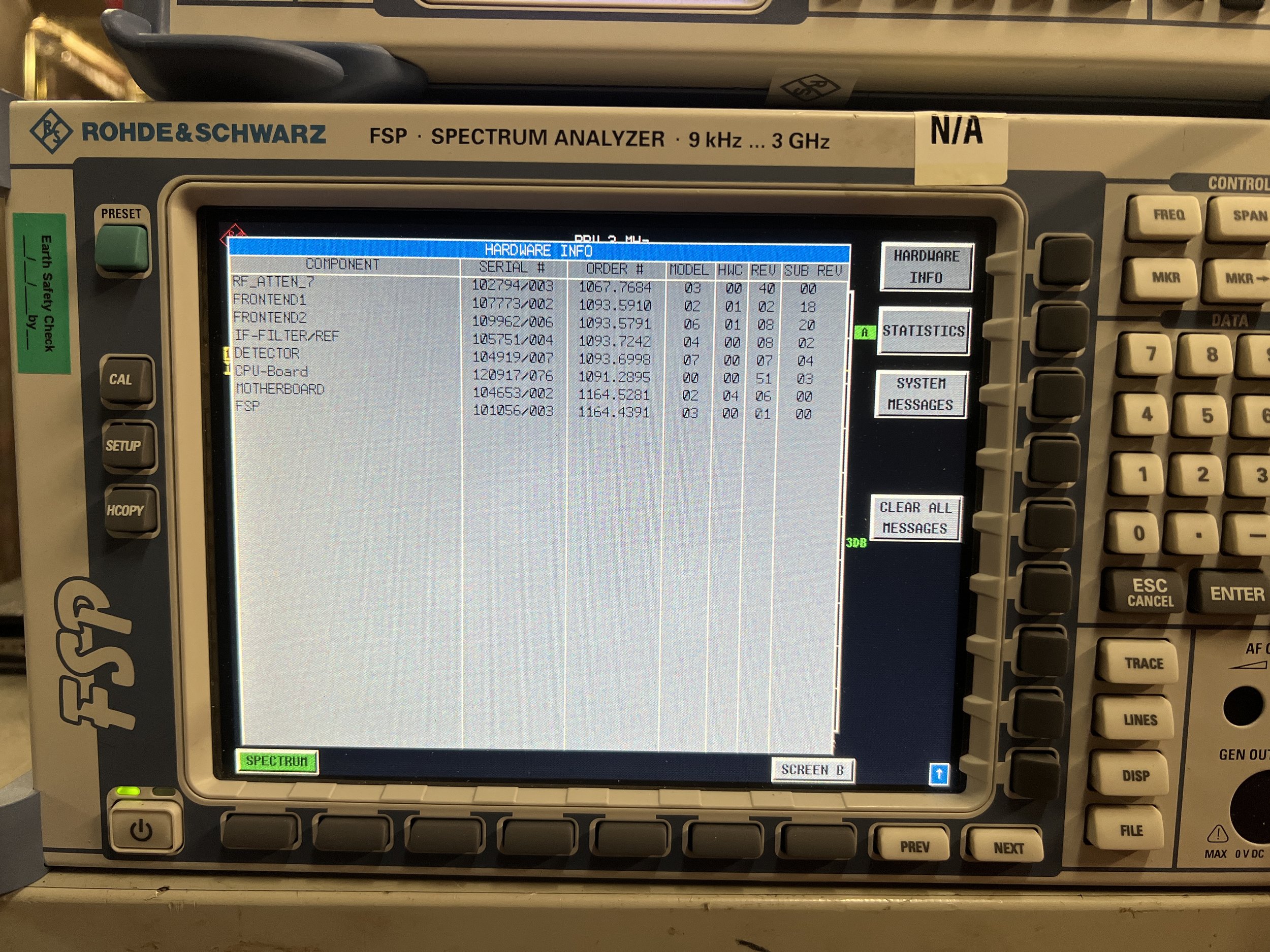 Rohde & Schwarz FSP 3 Spectrum Analyzer, 9kHz-3GHz, Ser. 101056 #