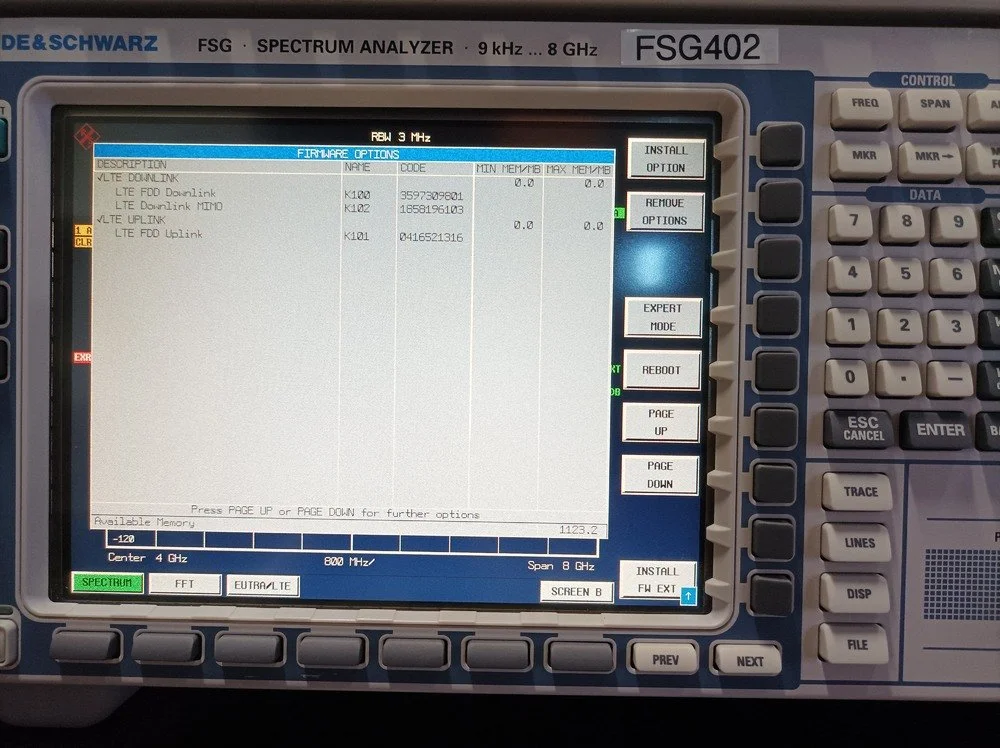 Rohde & Schwarz FSG Spectrum analyzer 9kHz-8GHz, OPT: K100, K102, K101 #